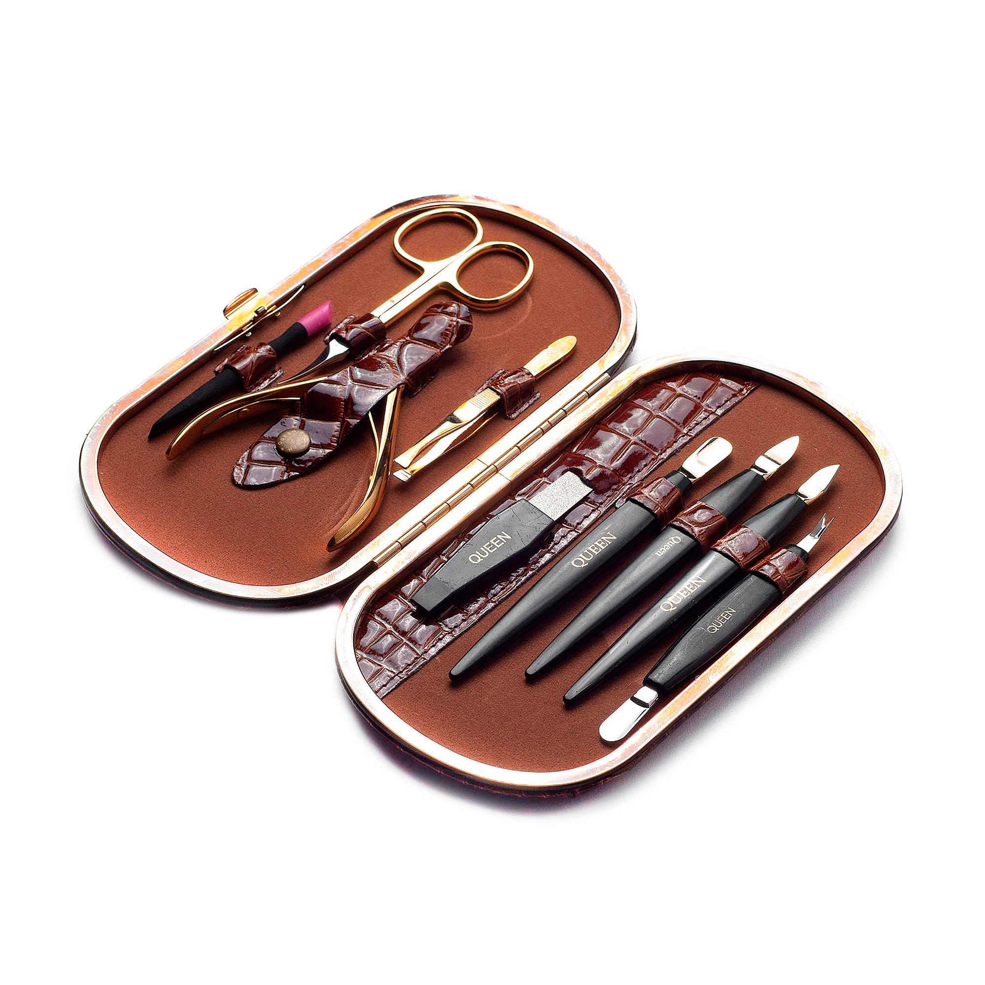 

Манікюрний набір Zinger MSQ-601-G Золотий, овальной форми, 9 пр