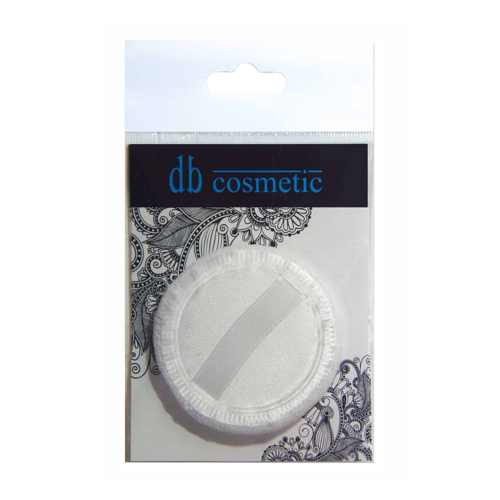 

Подушечка для пудри db Cosmetic 980 Коло, біла зі стрічкою тканинна