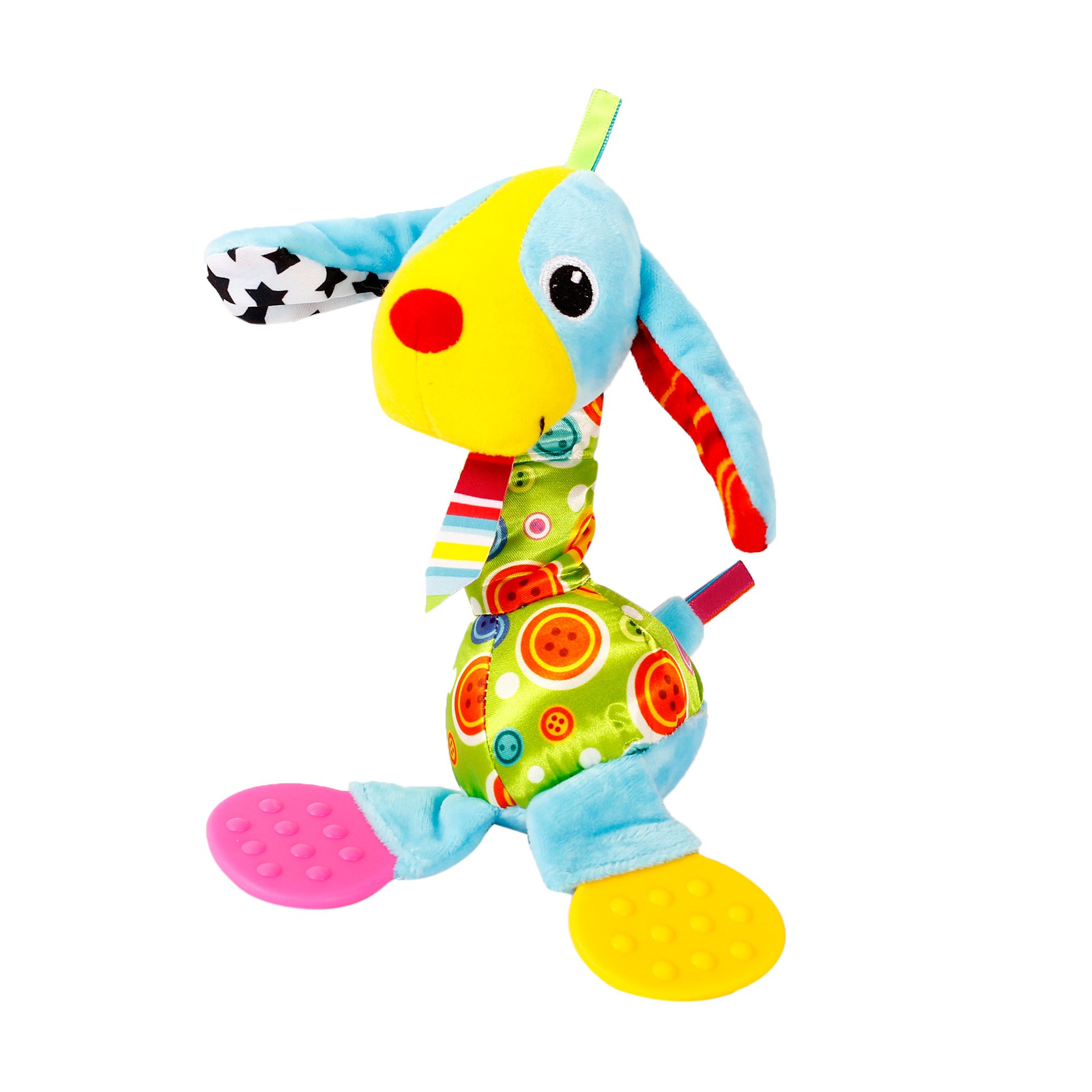 

М'яка іграшка-брязкальце з прорізувачем та пищалкою Lindo Такса, від народження (F 1004)