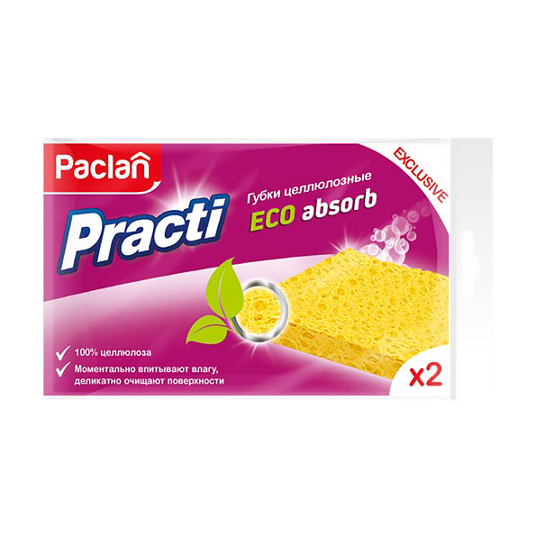 

Губки кухонні Paclan Eco absorb целюлозні 2 шт