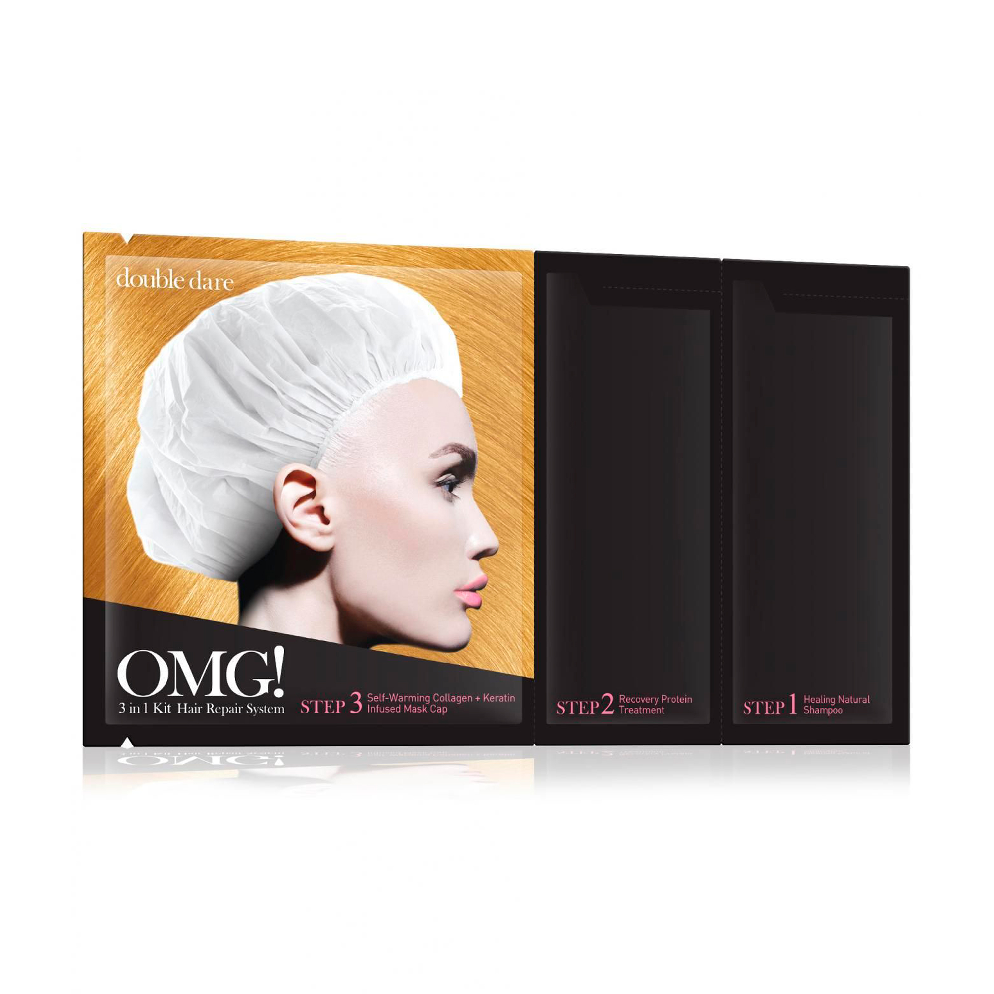 

Трикомпонентний комплекс масок Double Dare Omg! 3in1 Kit Hair Repair System, Реанімація волосся, 1 шт