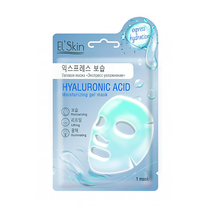

Гідрогелева маска для обличчя Skinlite El'Skin Hyaluronic Acid Moisturizing Gel Mask Експрес-зволоження, 23 г