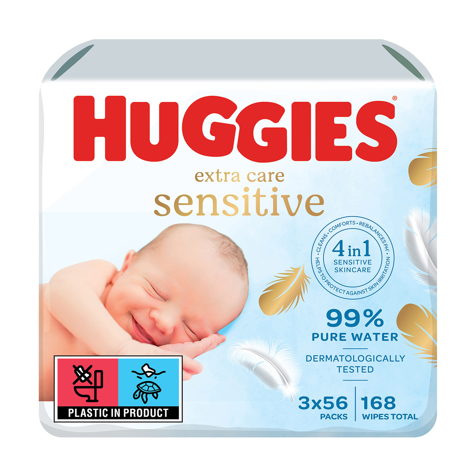 

Уцінка! Дитячі вологі серветки Huggies Pure Extra Care, 3*56 шт