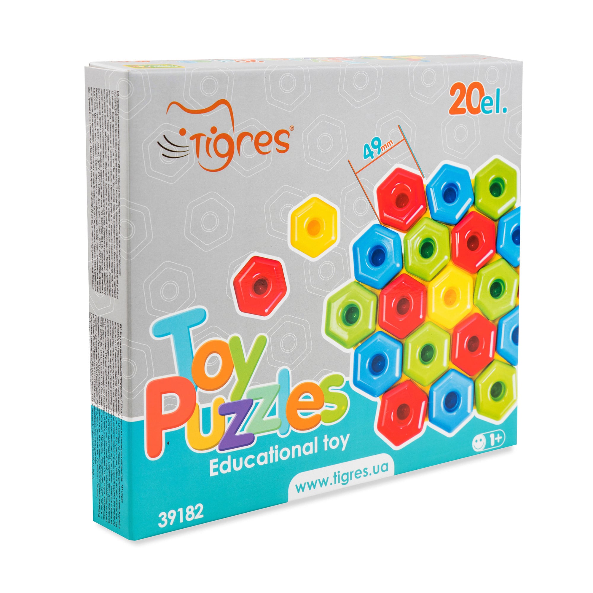 

Дитяча розвивальна іграшка Tigres Ігро-пазл від 1 року, 20 елементів, 32 см (39182)