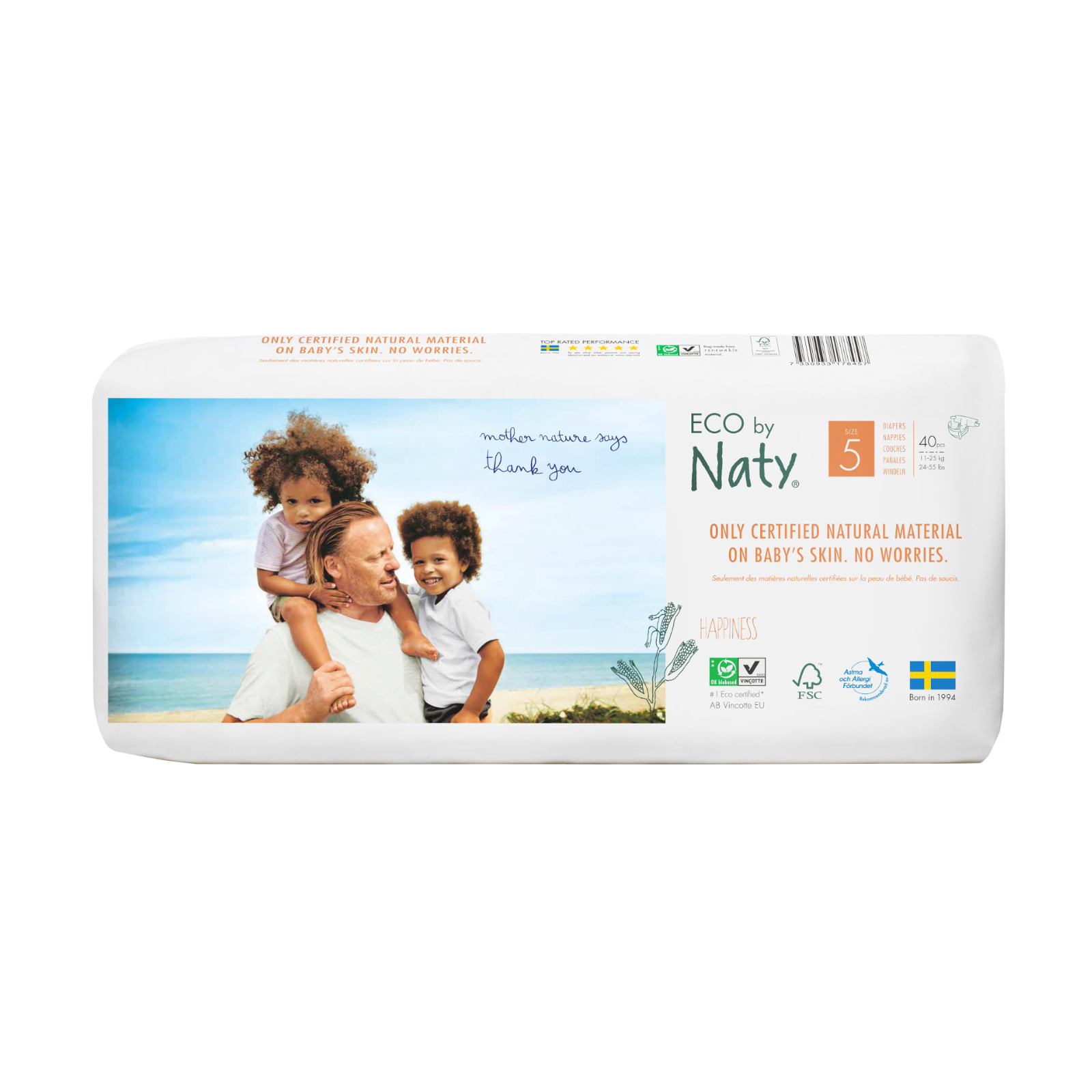 

Підгузки органічні ECO by Naty, розмір 5 (11-25 кг), 40 шт