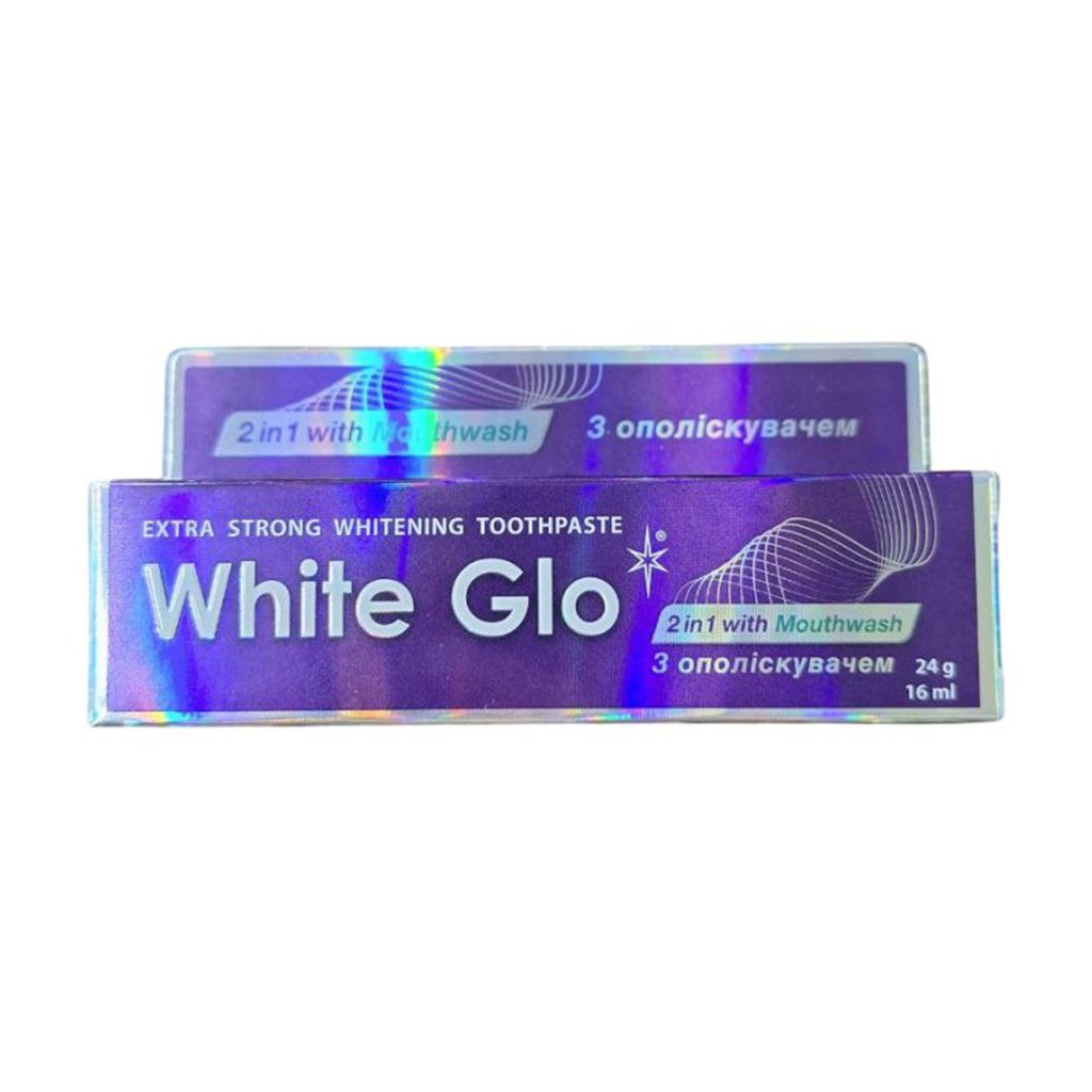 

Екстрасильна відбілювальна зубна паста 2 в 1 White Glo з ополіскувачем, 24 г