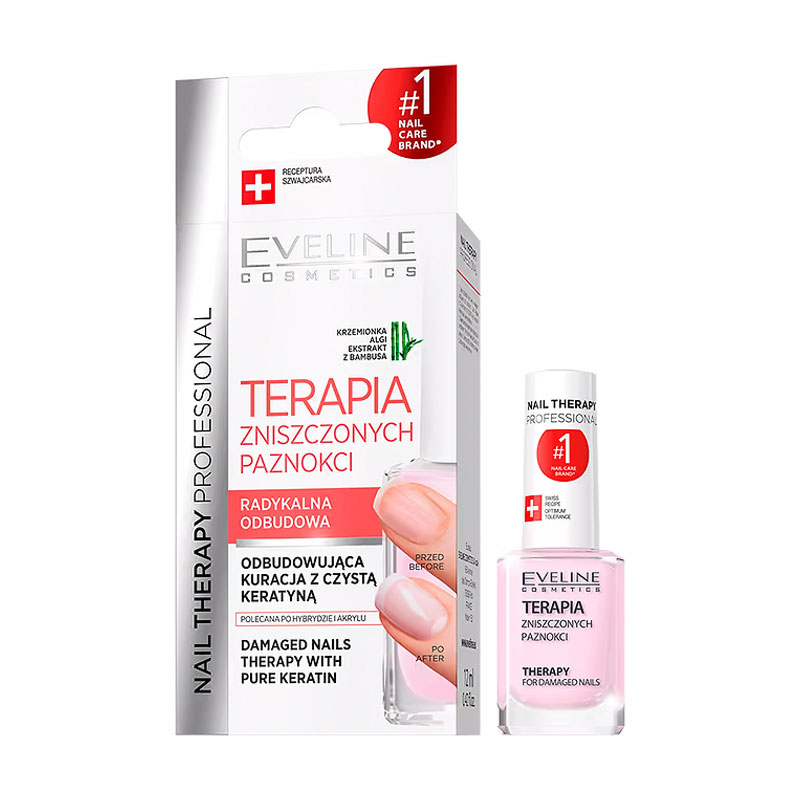 

Уцінка! Зміцнювач для нігтів Eveline Cosmetics Nail Therapy Professional Therapy For Damage Nails з кератином, 12 мл