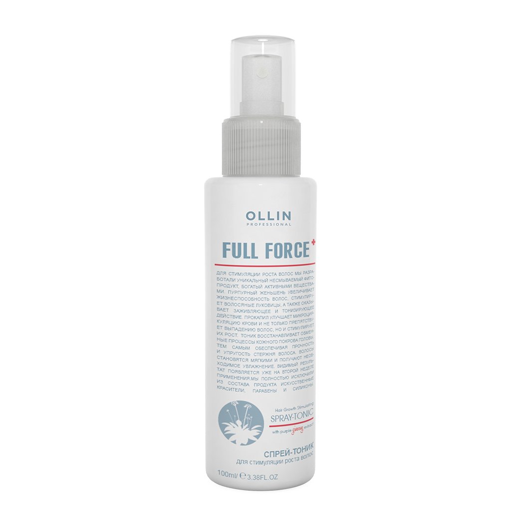 

Спрей-тонік для стимуляції росту волосся Ollin Professional Full Force з екстрактом женьшеню, 100 мл