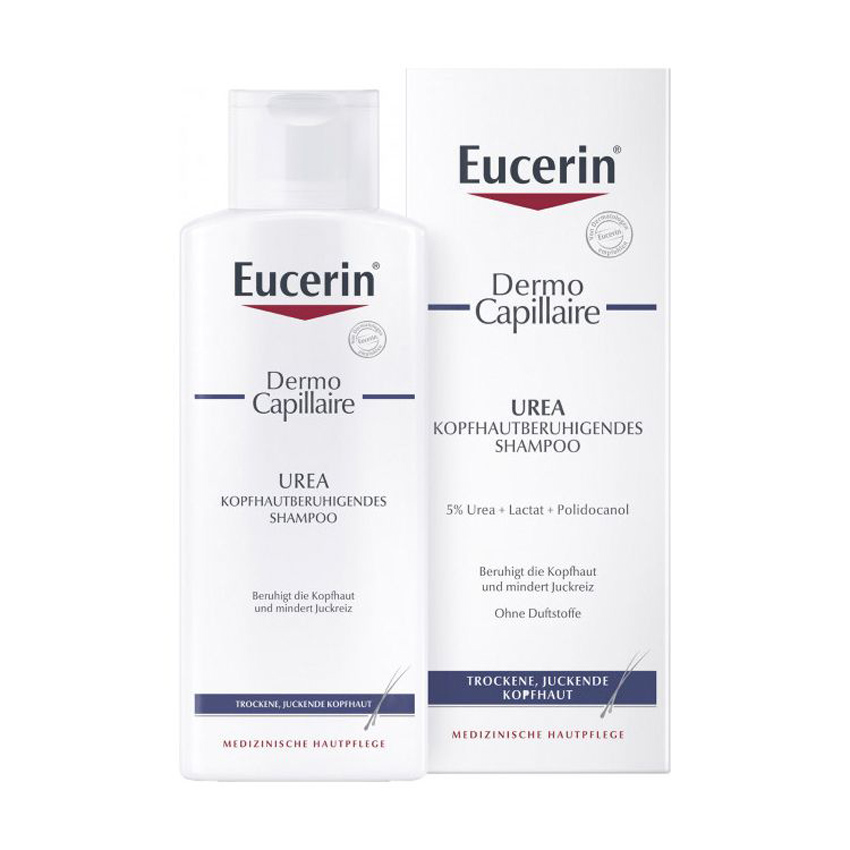 

Заспокійливий шампунь Eucerin DermoCapillaire Calming Urea Shampoo для сухої та пошкодженої шкіри голови, 250 мл