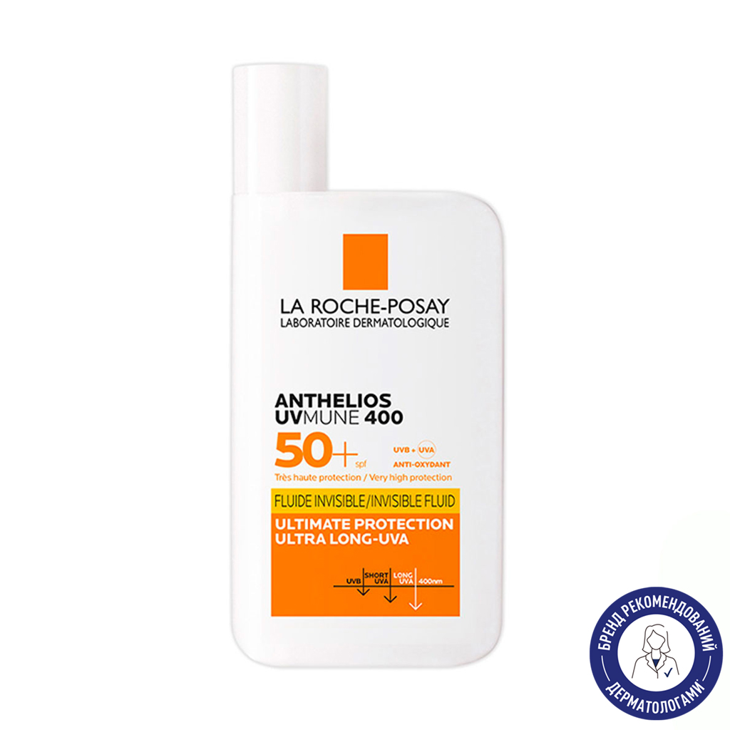 

Уцінка! Легкий сонцезахисний флюїд для обличчя La Roche-Posay Anthelios UVmune 400 Invisible Fluid SPF 50+ для чутливої шкіри, 50 мл
