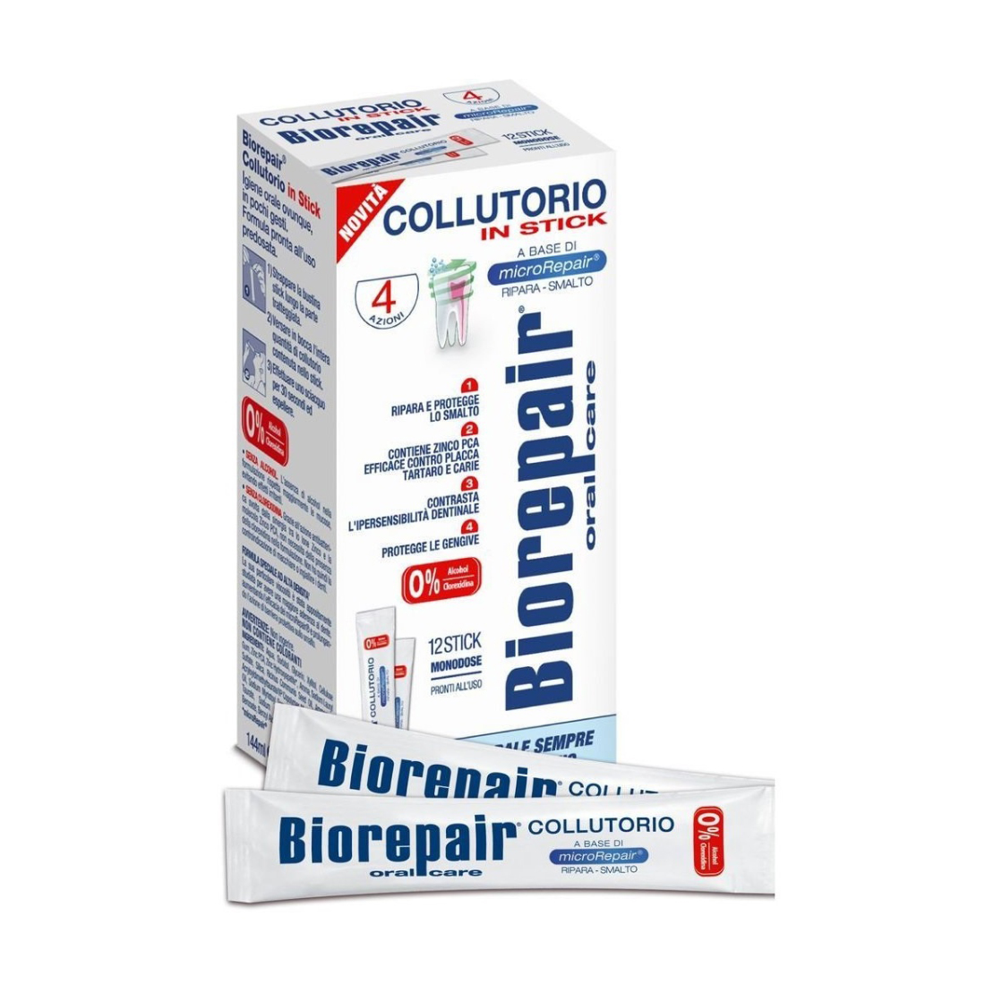 

Ополіскувач для ротової порожнини Biorepair Plus Oral Care Professional Collutorio Професійне відновлення та захист, у стіках, 12*12 мл