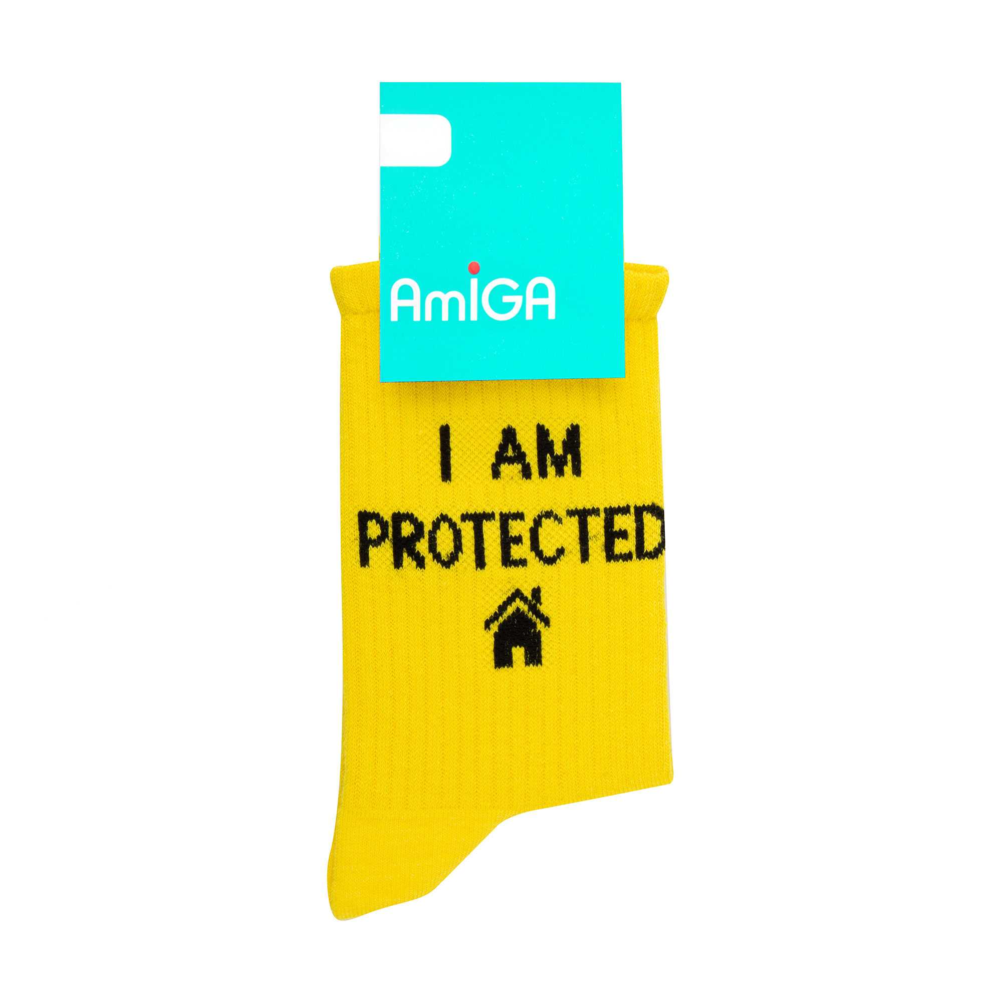

Шкарпетки жіночі AmiGА I am protected, високі, жовті, розмір 23-25