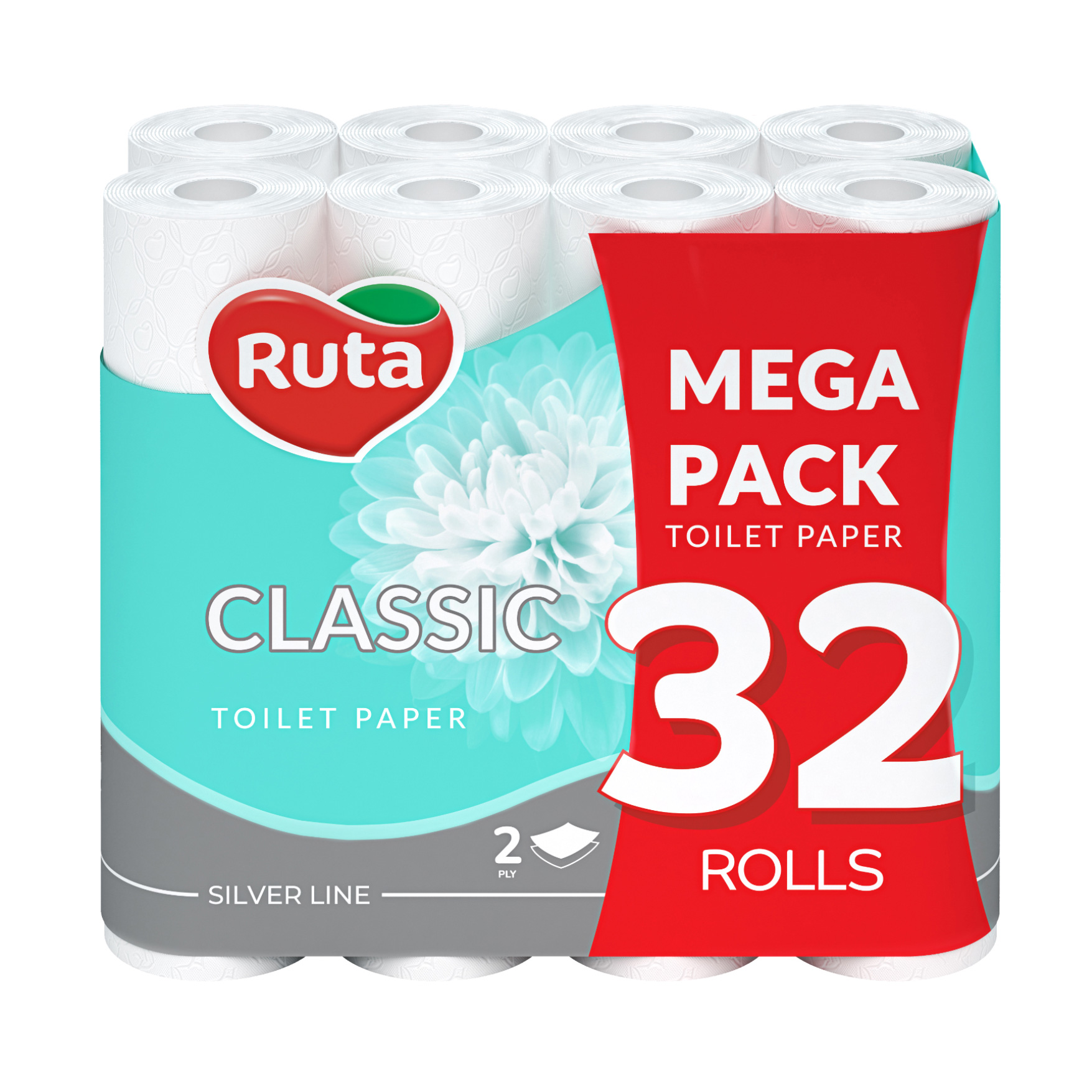 

Уцінка! Туалетний папір RUTA Classic Mega Pack білий, 2-шаровий, 32 рулони