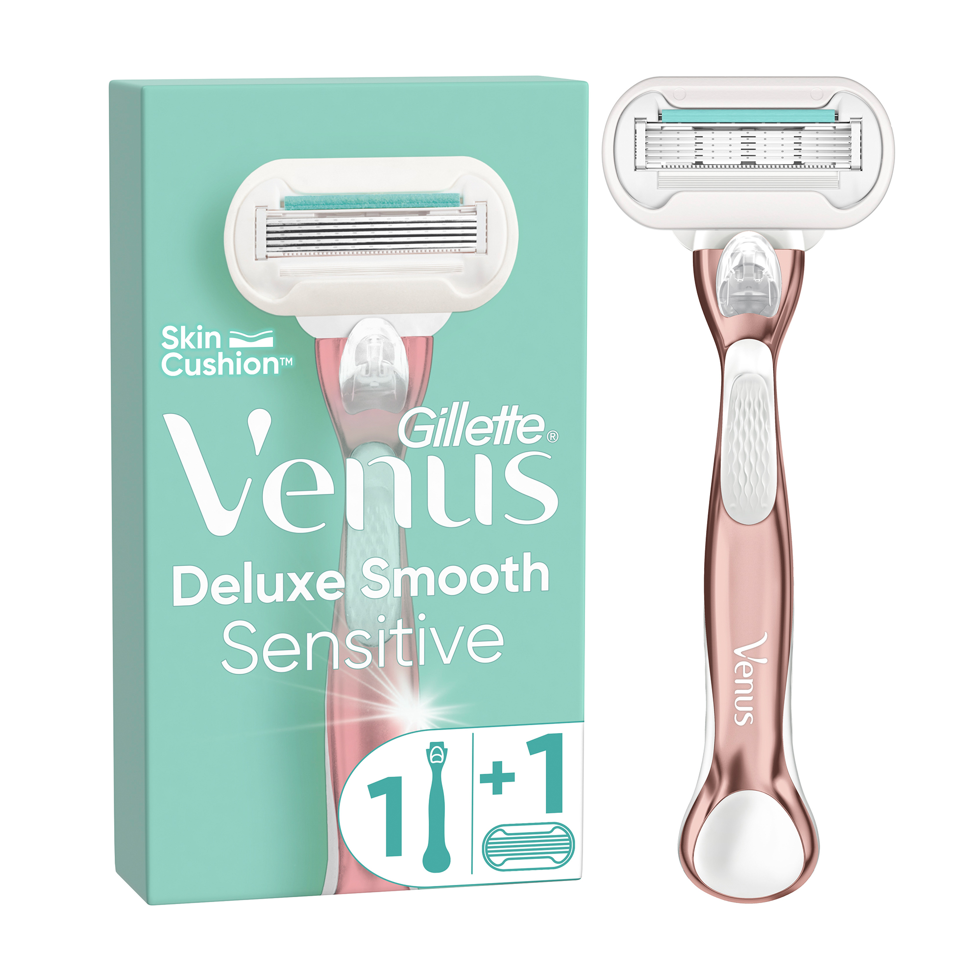 

Станок для гоління жіночий (бритва) Gillette Venus Extra Smooth Sensitive RoseGold з 1 змінним картриджем