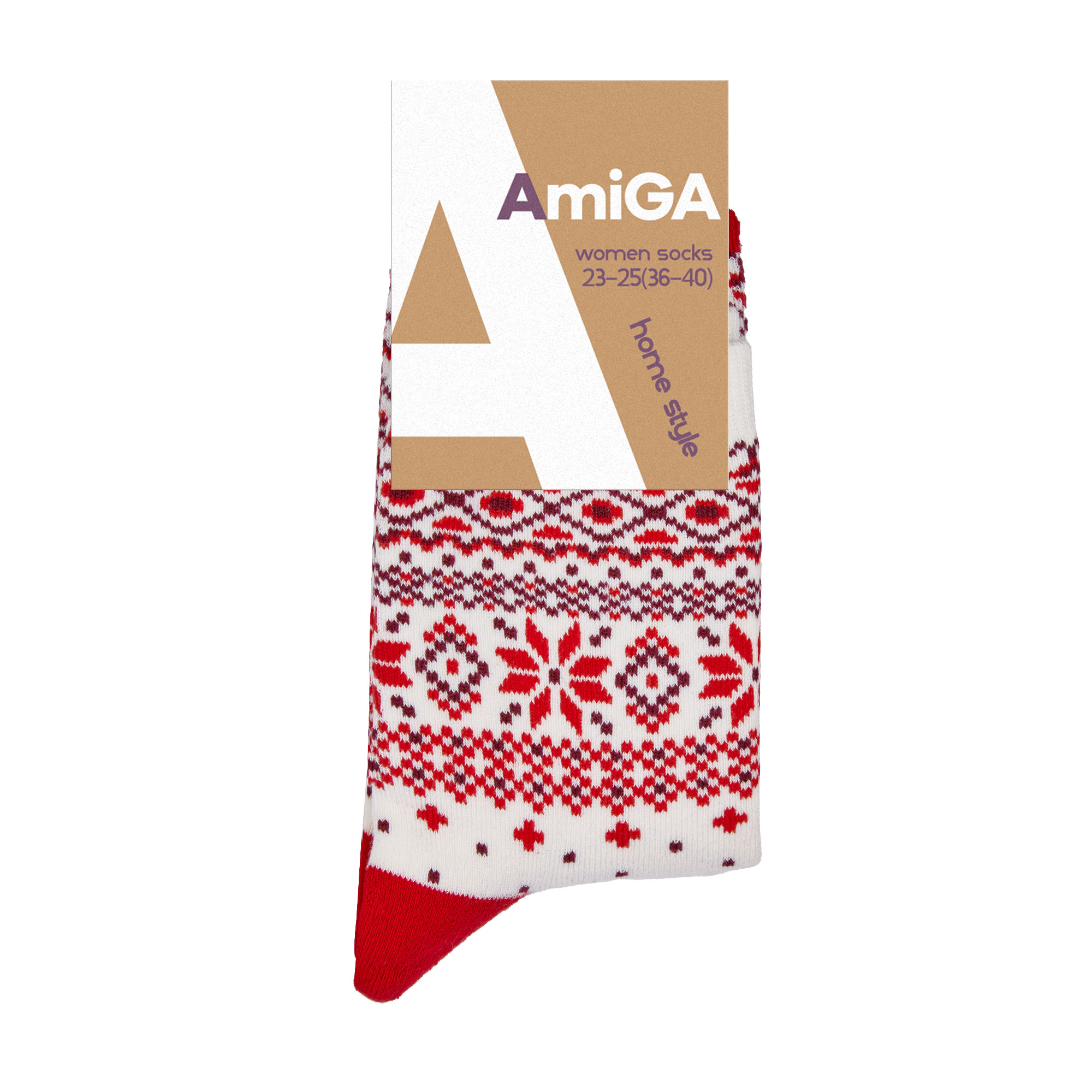 

Шкарпетки жіночі AmiGА класичні, махрові, бежеві, з орнаментом, розмір 23-25