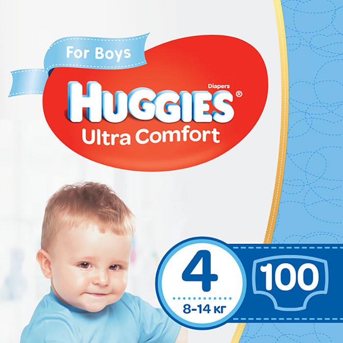 

Підгузки Huggies Ultra Comfort Box для хлопчиків, розмір 4 (8-14 кг), 100 шт