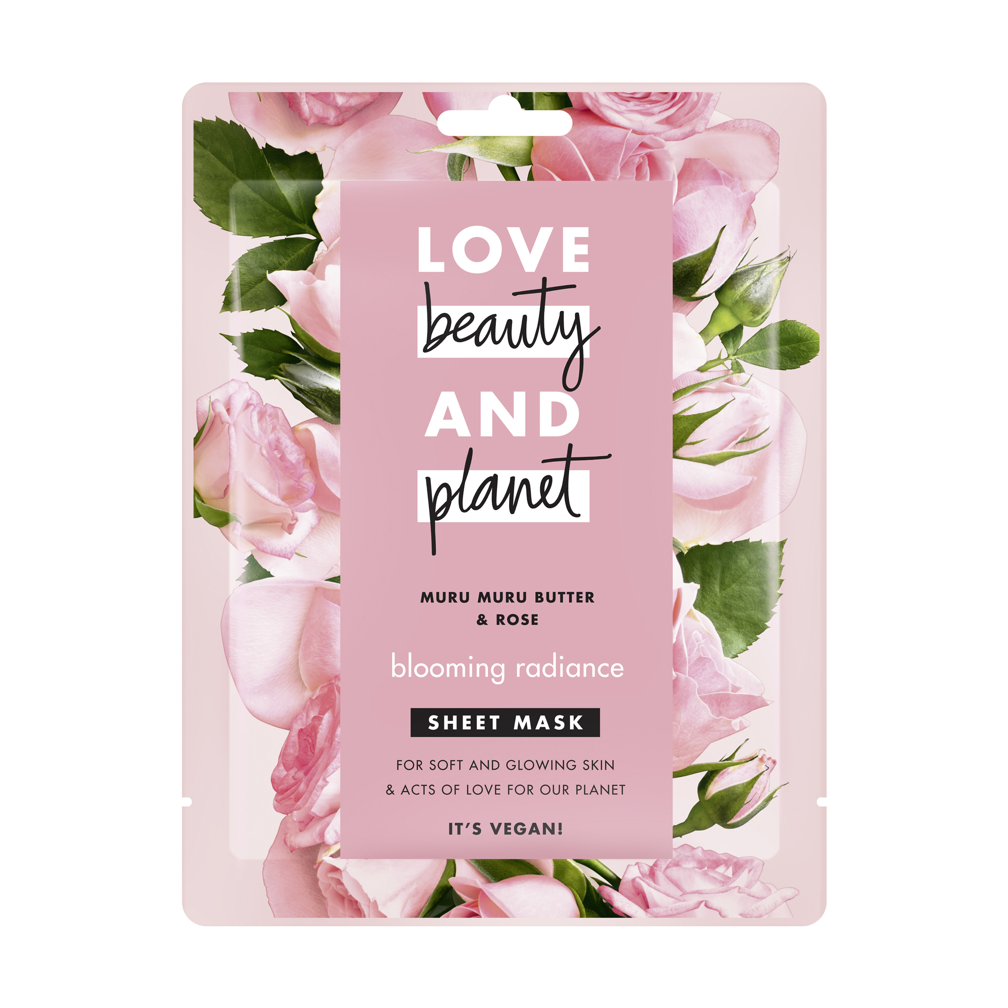 

Тканинна маска для обличчя Love Beauty and Planet Квітучий вигляд, олія мурумуру та троянда, 29.7 г