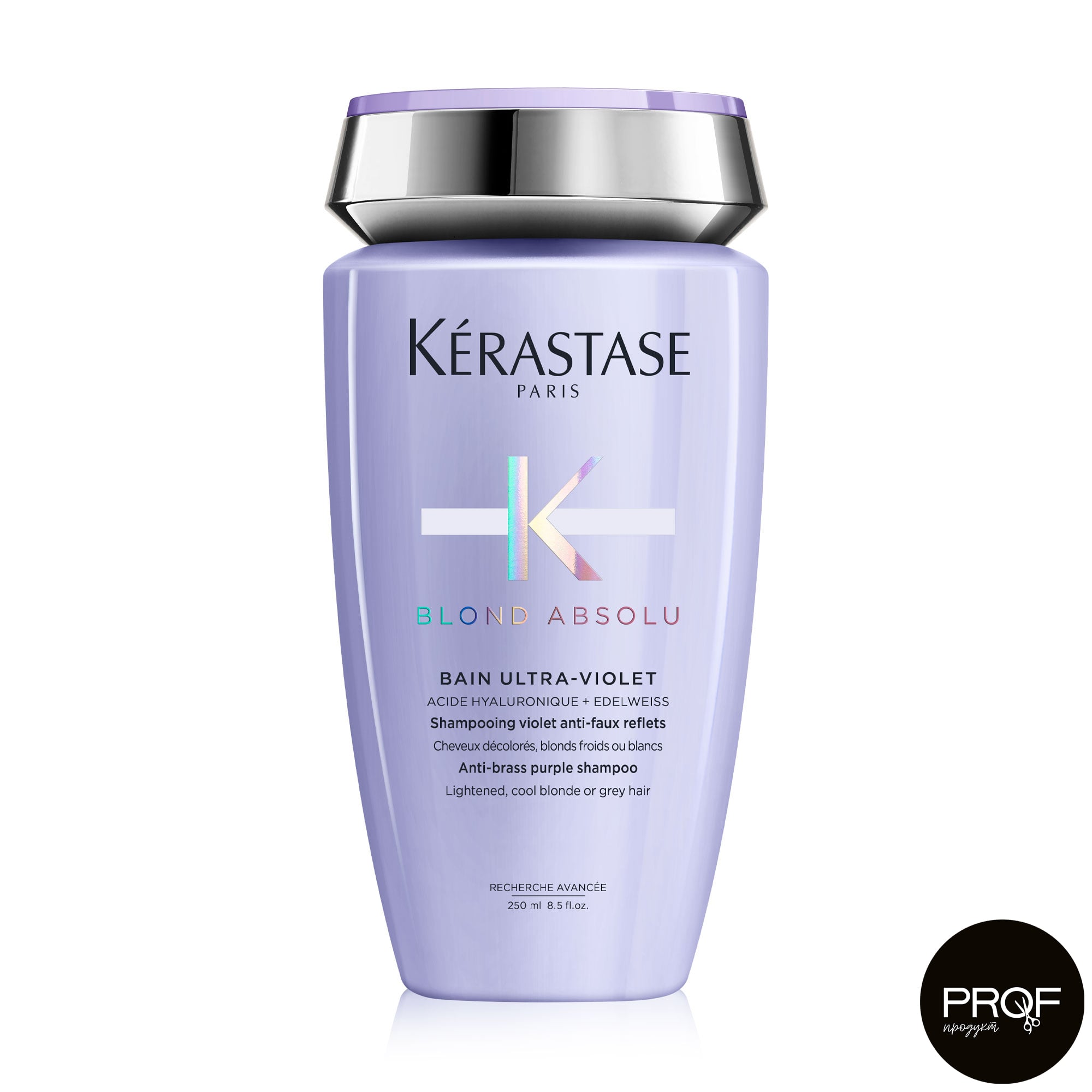 

Фіолетовий шампунь-ванна Kerastase Blond Absolu Bain Ultra Violet проти небажаних теплих півтонів освітленого, сивого волосся, для ефекту холодний блонд, 250 мл