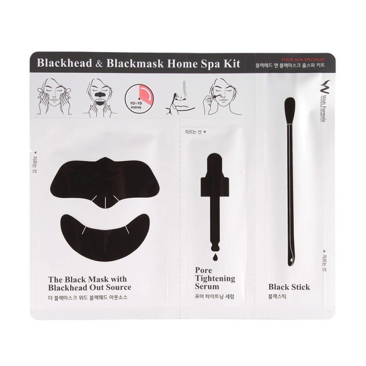 

Набір для очищення від чорних цяток Wish Formula Blackhead & Blackmask Home Spa Kit (маска The Black Mask, сыворотка Pore Tightening Serum, палочка Black Stick), 10 шт
