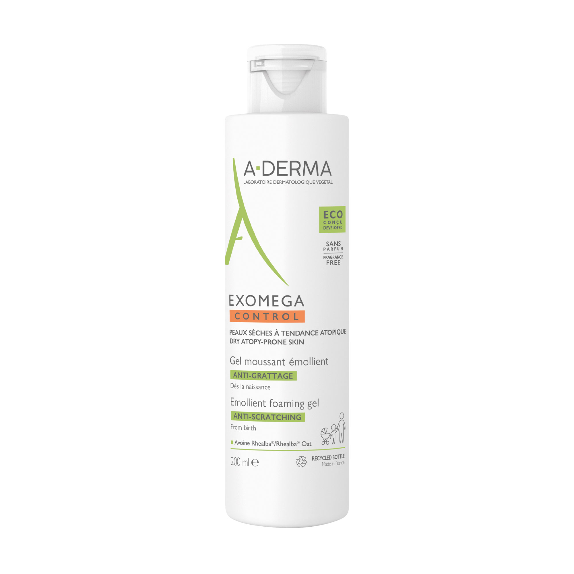 

Відновлювальний гель для душу A-Derma Exomega Control Emollient Foaming Gel Anti-Scratching проти подряпин, 200 мл