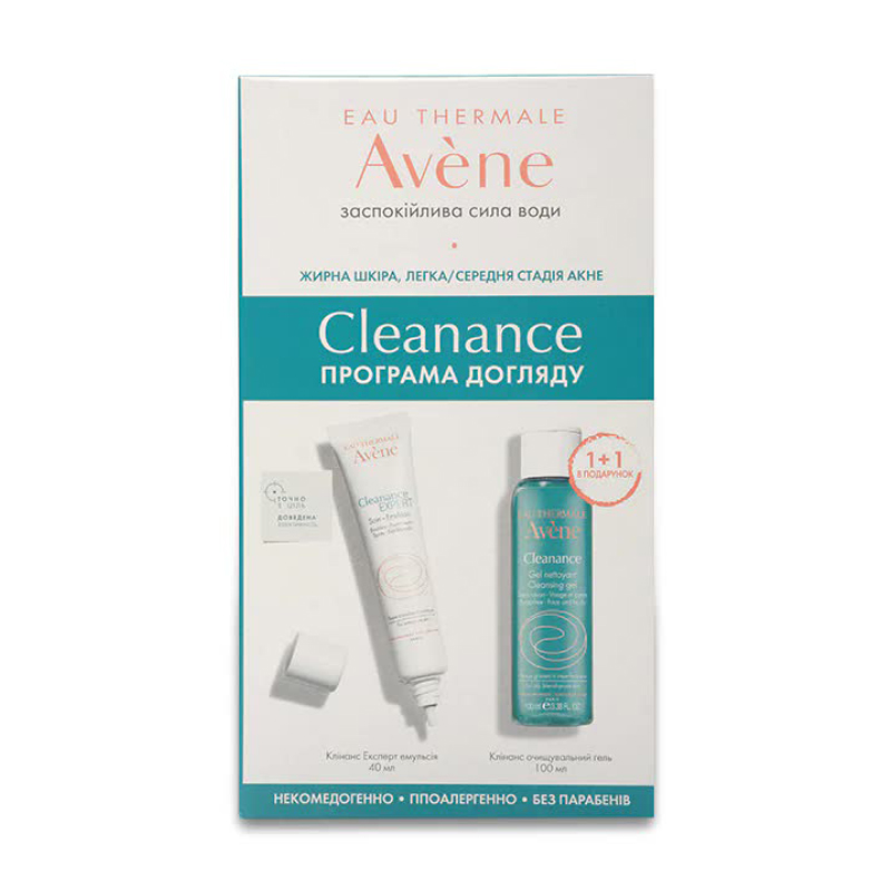 

Набір Avene Cleanance Expert (емульсія для обличчя, 40 мл + очищувальний гель для обличчя, 100 мл)