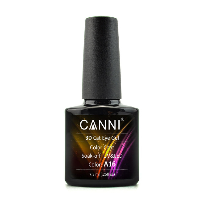 

Уцінка! Гель-лак Canni 3D Cat Eye Gel Color Coat Soak-off UV&Led А16 золотисто-малиновий, 7.3 мл