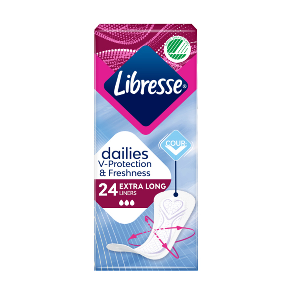 

Уцінка! Щоденні прокладки Libresse Dailies V-Protection & Freshness Extra Long поглинаючі, 24 шт