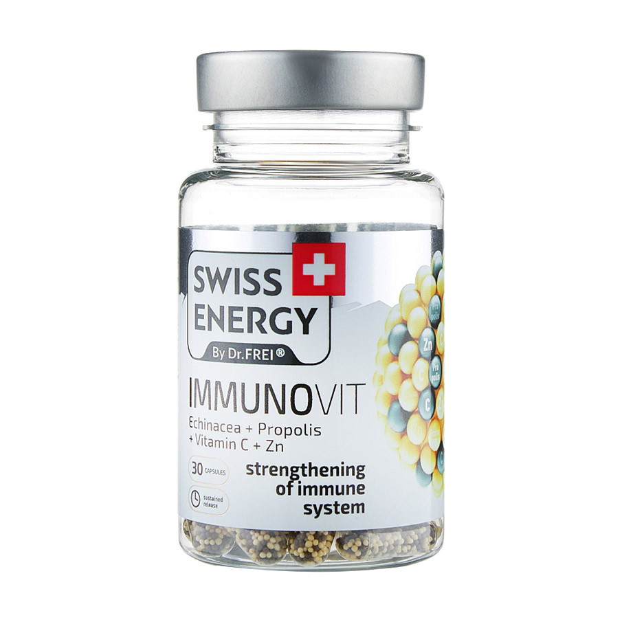 

Уцінка! Вiтaмiни для зміцнення імунної системи SWISS ENERGY Immuno Vit, 30 капсул