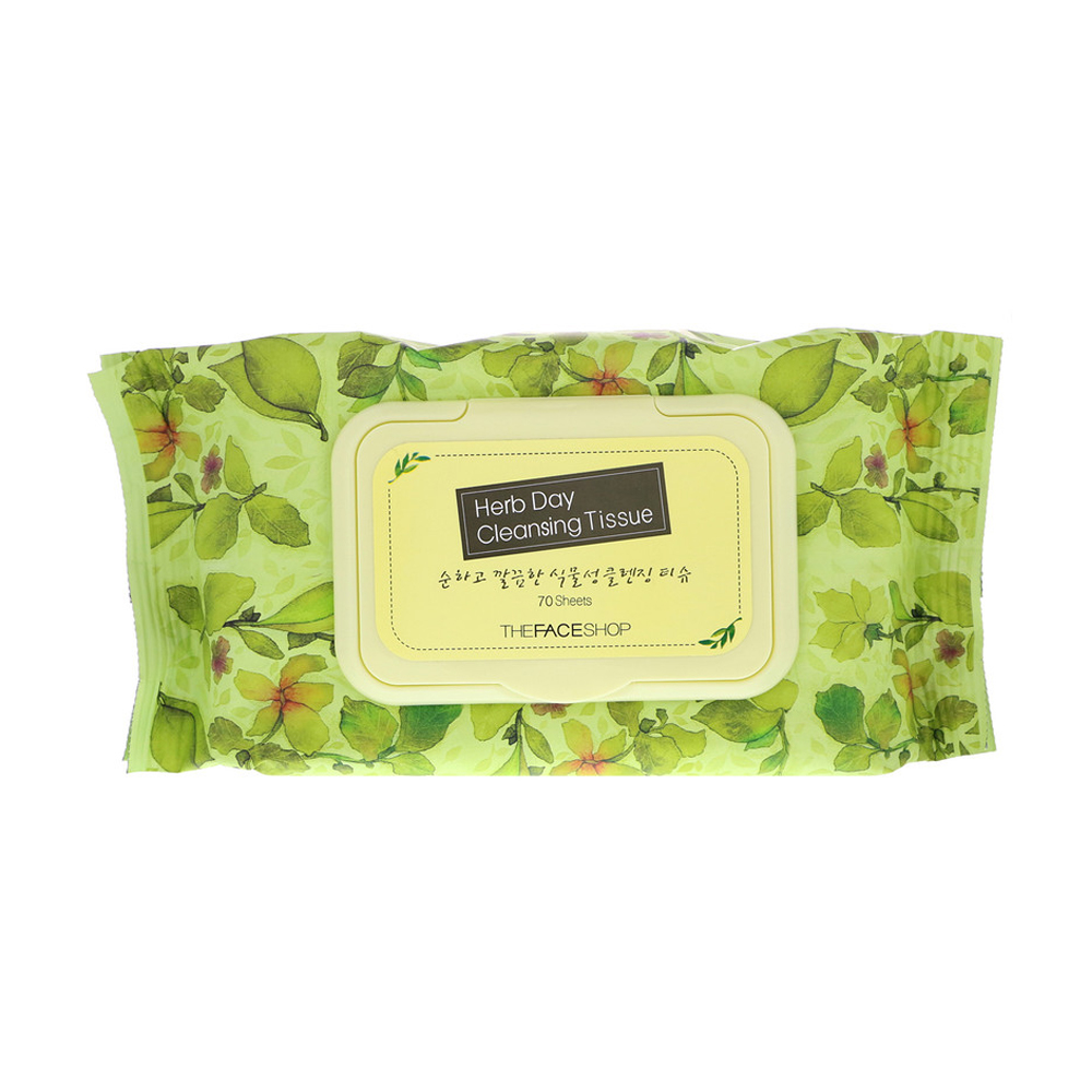 Акція на Серветки для зняття макіяжу The Face Shop Herb Day Cleansing Tissue, 70 шт від Eva