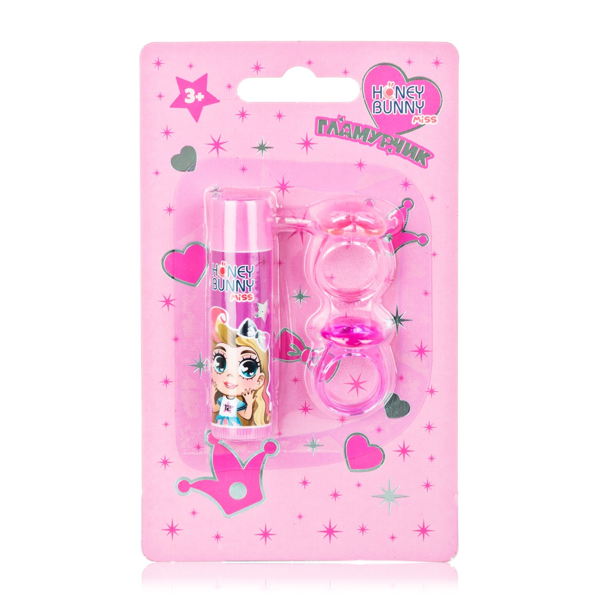 

Подарунок! Набір для дівчат Щасливі моменти Honey Bunny Miss (бальзам для губ, 2 колечка)