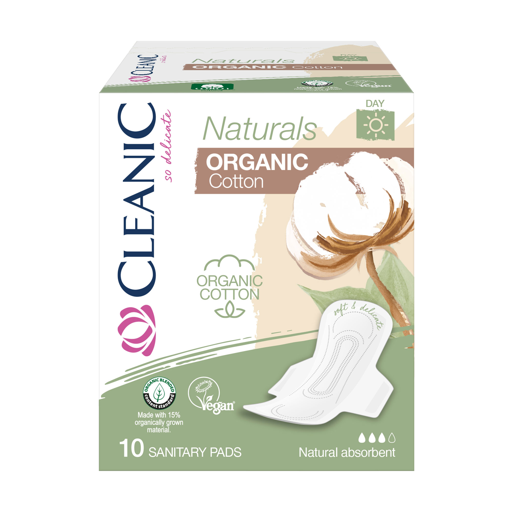 

Уцінка! Прокладки для критичних днів Cleanic Naturals Organic Cotton Day, 10 шт