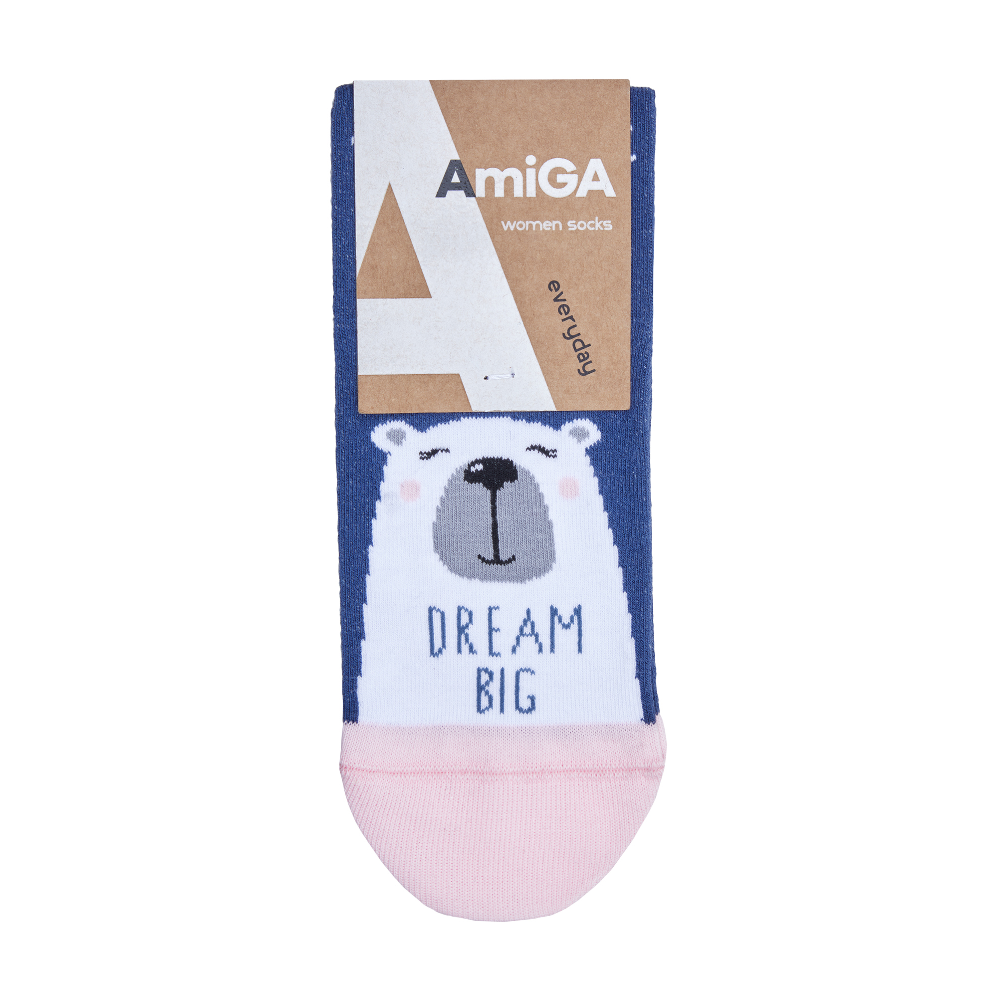 

Шкарпетки жіночі AmiGА класичні, сині з ведмедем, розмір 23-25