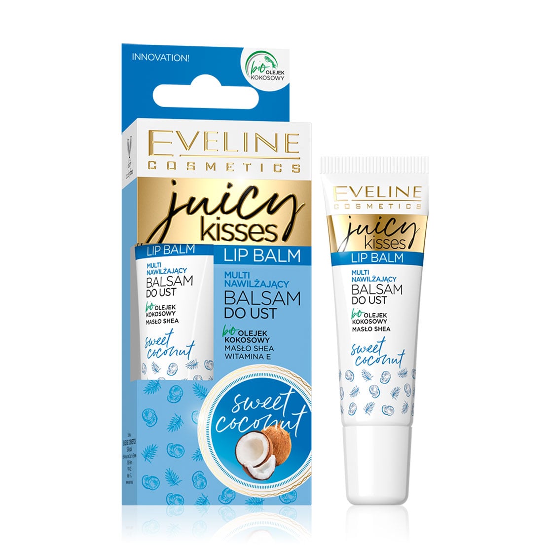 Бальзам для губ Eveline Cosmetics Juicy Kisses Sweet Coconut Lip Balm Солодкий кокос, 12 мл
