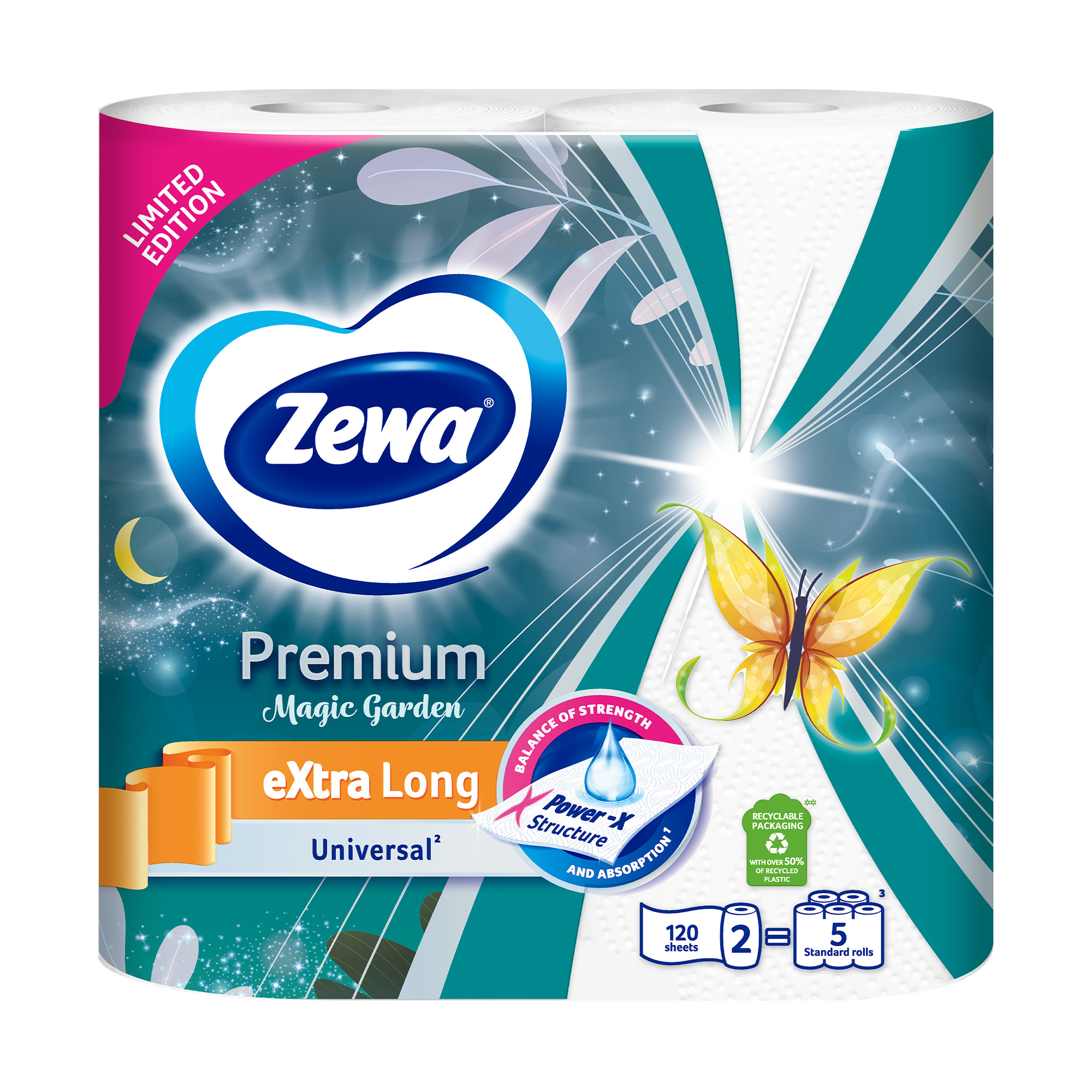 

Паперові рушники Zewa Premium Extra Long лімітована колекція, 2-шарові, 120 відривів, 2 шт