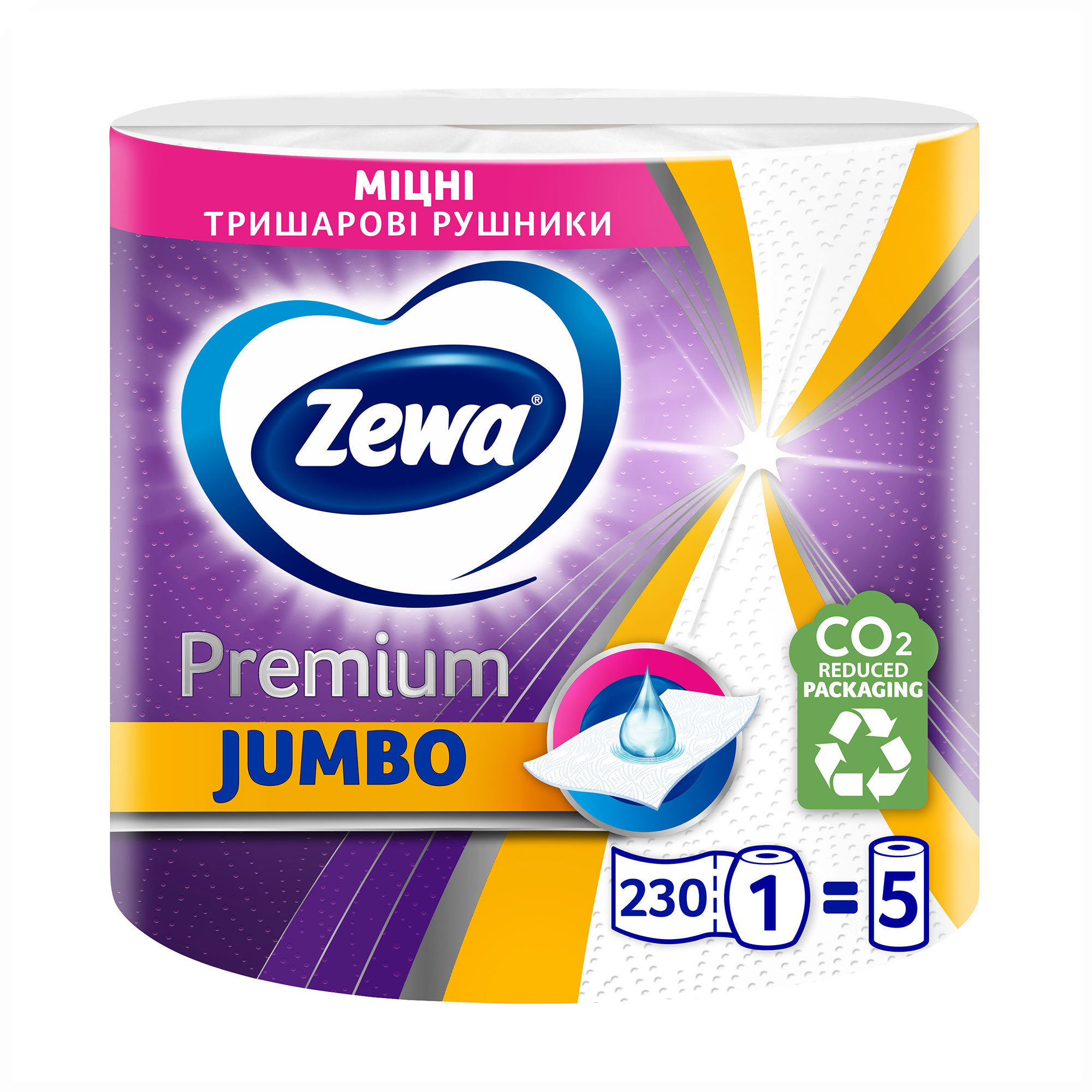 

Паперовий рушник Zewa Premium Jumbo, 3-шаровий, 230 відриви, 1 рулон