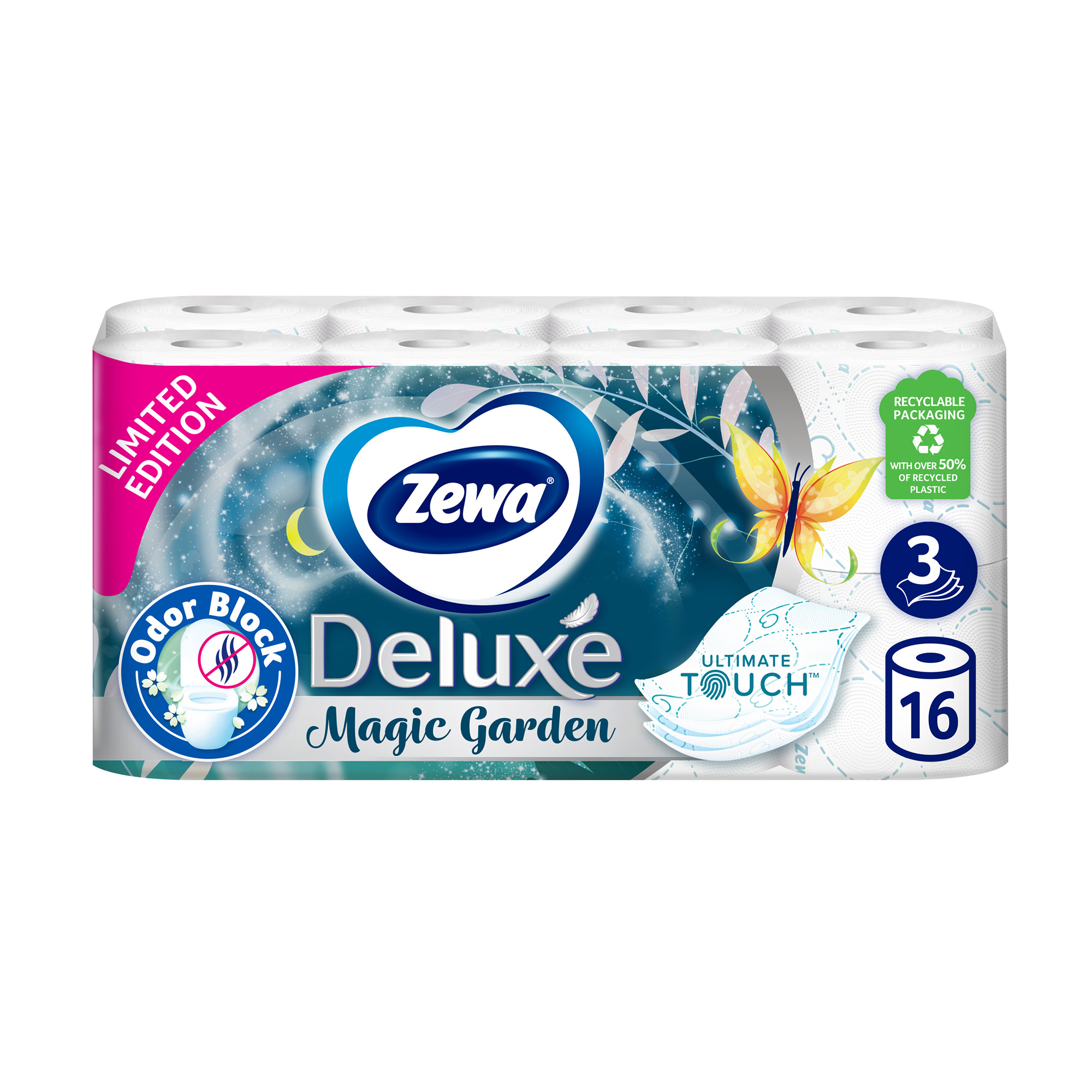 

Уцінка! Туалетний папір Zewa Deluxe лімітована колекція, 3-шаровий, 150 відривів, 16 шт