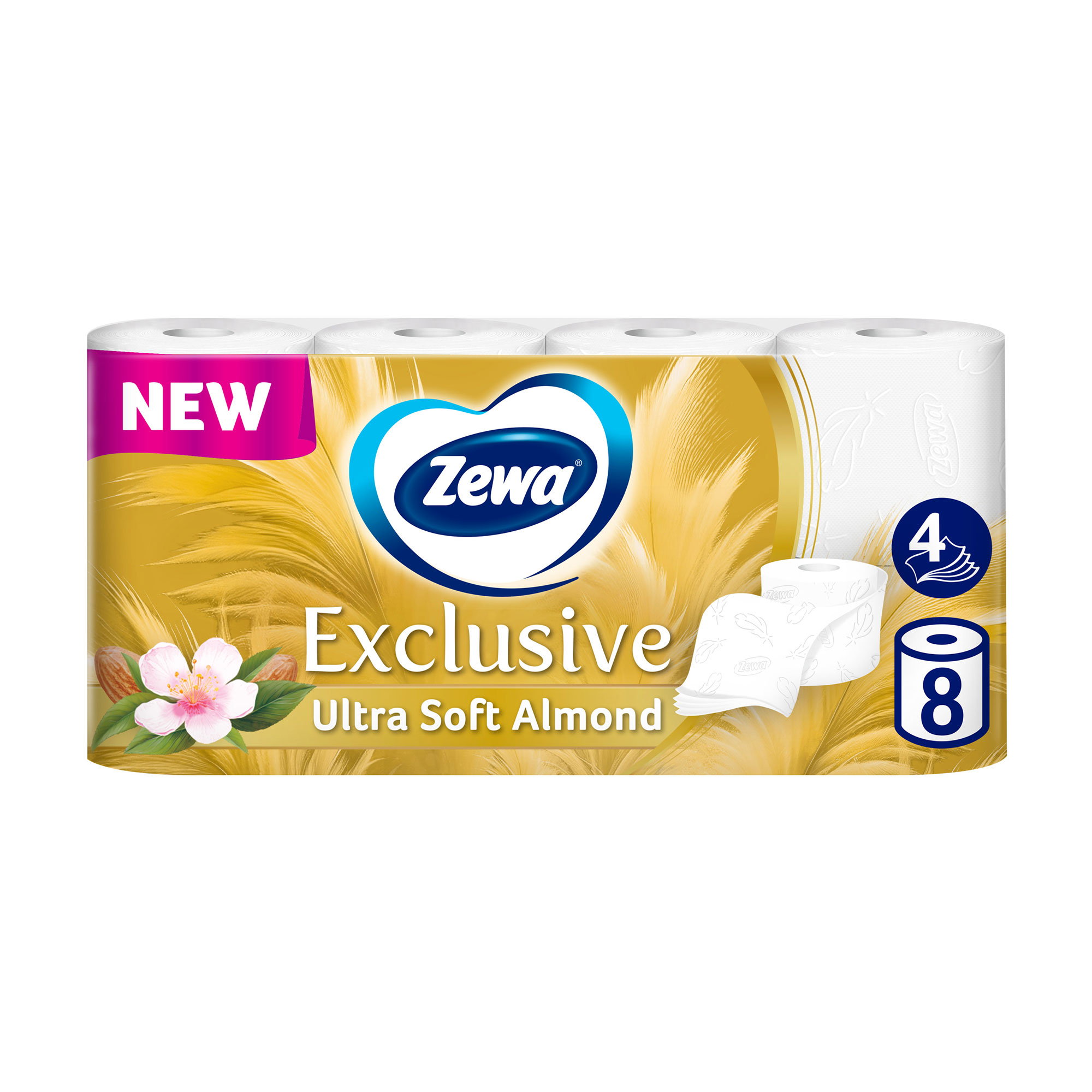 

Туалетний папір Zewa Exclusive Мигдальне молочко, 4-шаровий, 140 відривів, 8 шт