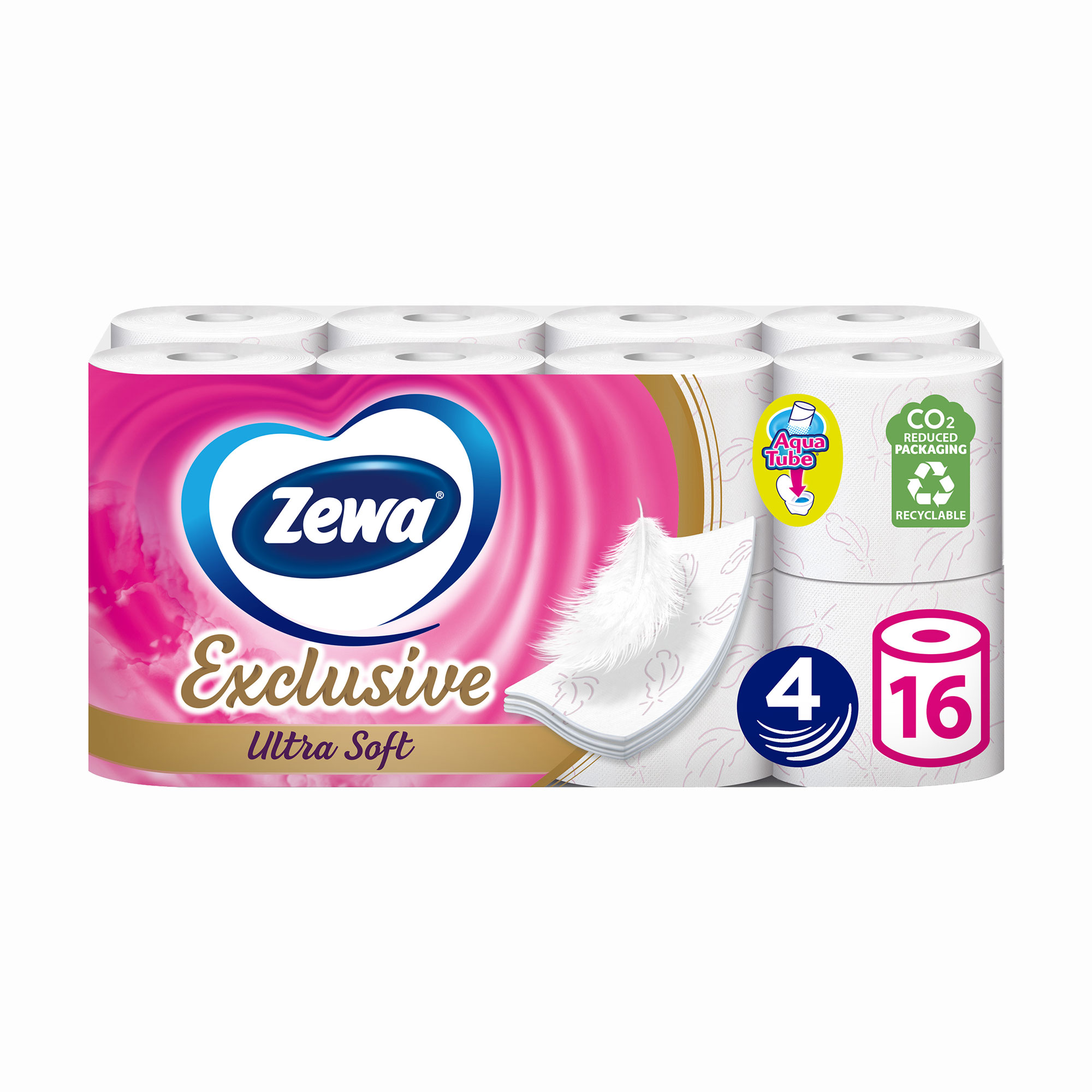 

Уцінка! Туалетний папір Zewa Exclusive Ultra Soft 4-шаровий, 16 рулонів