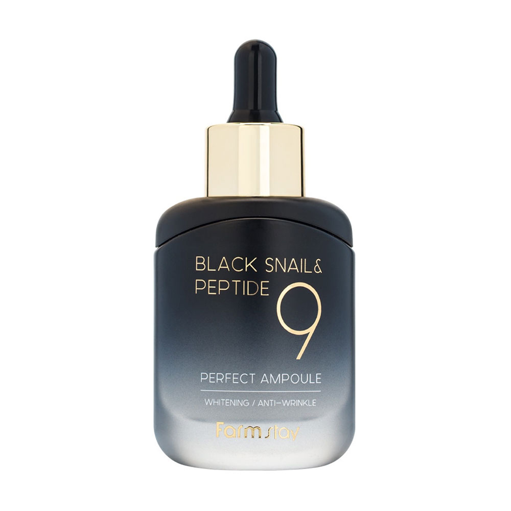 

Уцінка! Освітлювальна ампульна сироватка для обличчя FarmStay Black Snail & Peptide 9 Perfect Ampoule з комплексом з 9 пептидів, проти зморшок, 35 мл