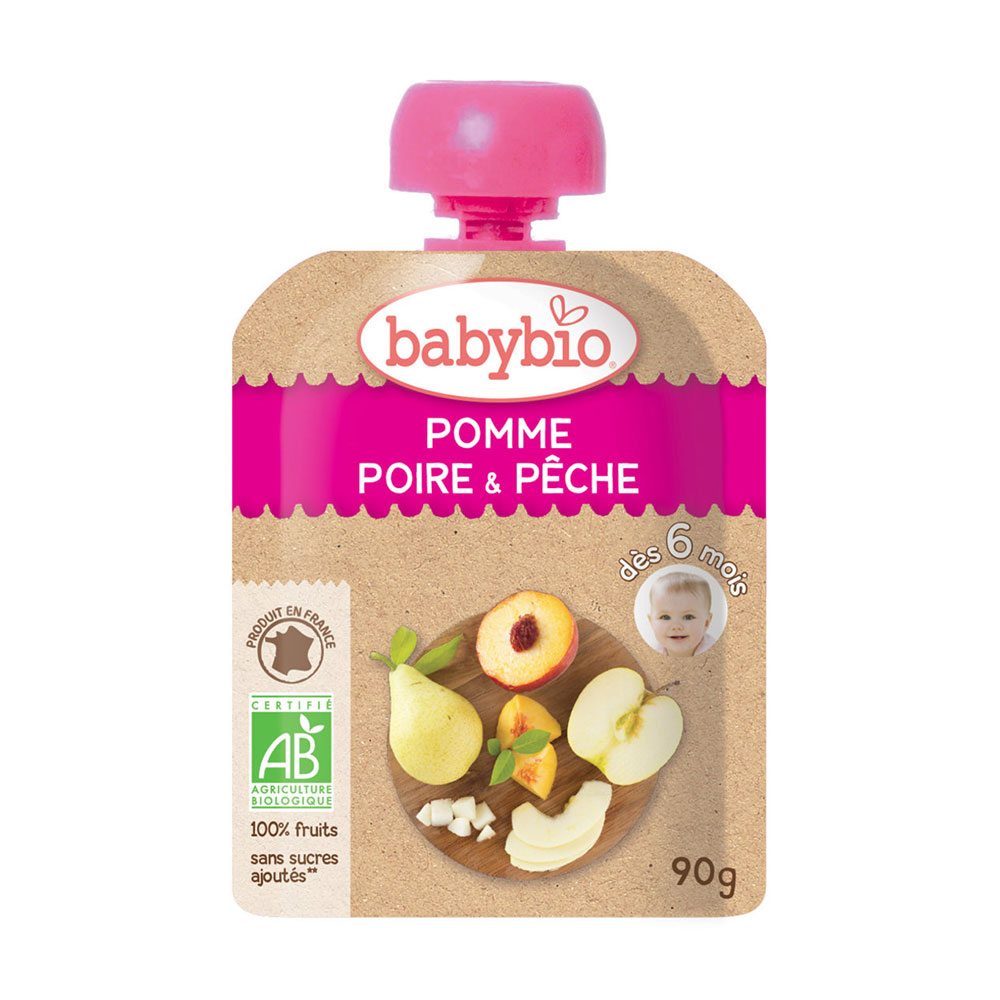 

Уцінка! Органічне пюре Babybio з яблука, груши та персику, 90 г