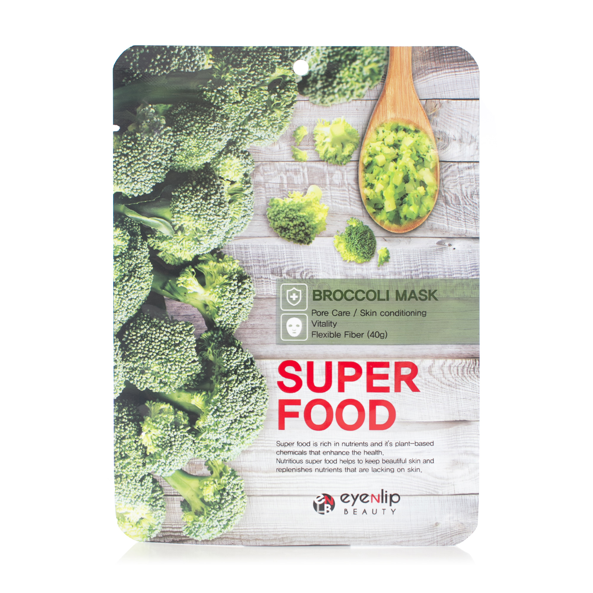

Тканинна маска для обличчя Eyenlip Super Food Broccoli Mask з екстрактом брокколі, 23 мл