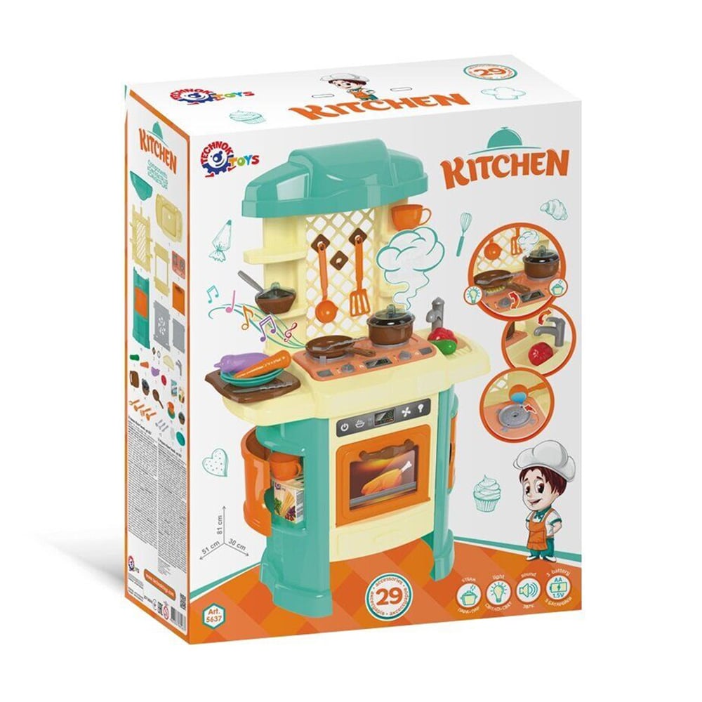 

Ігровий набір Technok Кухня зі світловими та звуковими ефектами, бірюзово-кремова, від 3 років (5637)