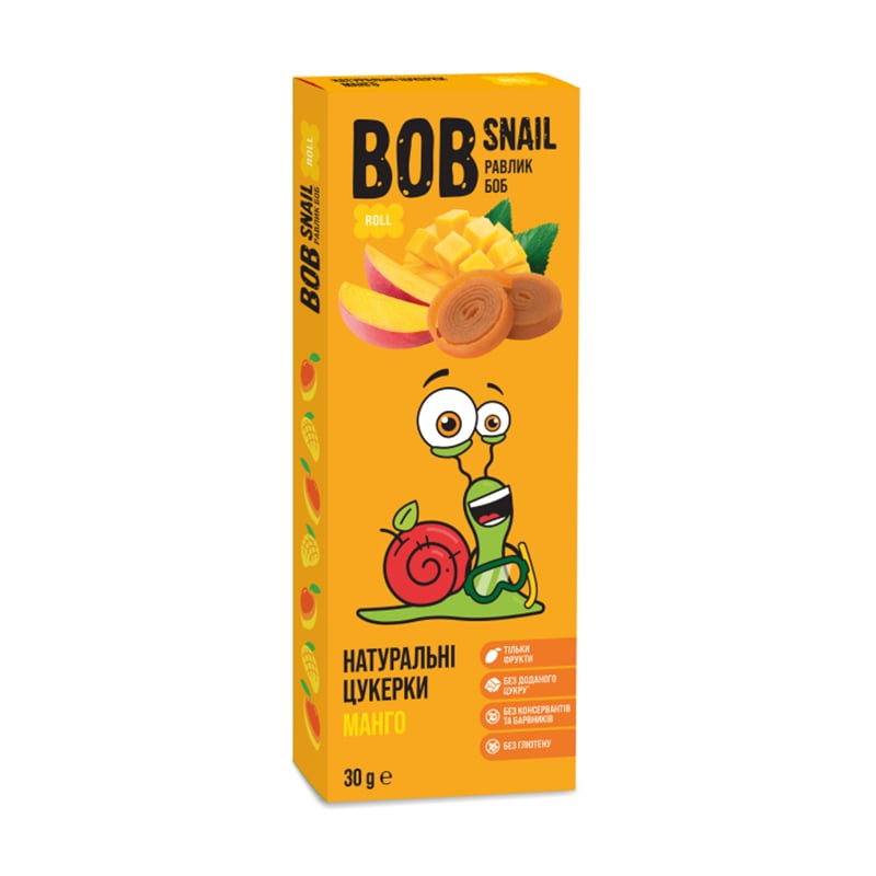 

Уцінка! Натуральні цукерки Bob Snail Манго, 30 г