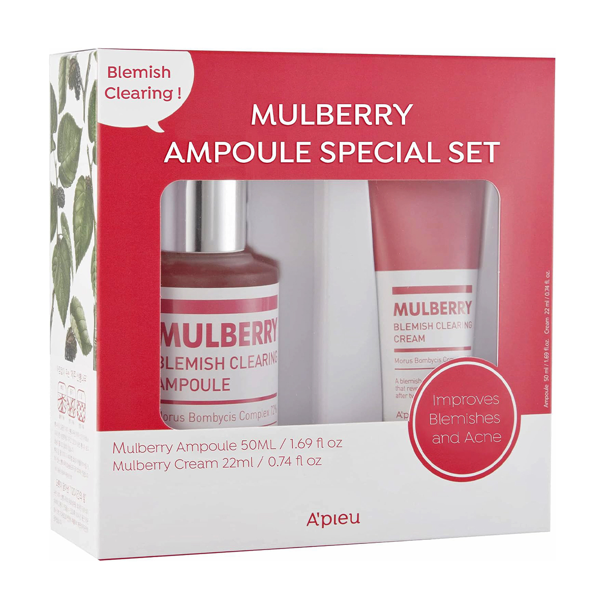 

Уцінка! Набір для проблемної шкіри обличчя A'pieu Mulberry Blemish Clearing (крем, 22 мл + сироватка, 50 мл)