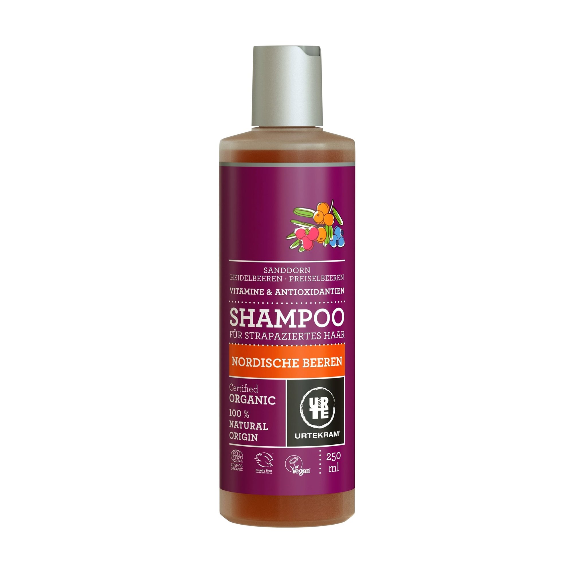 

Уцінка! Органічний шампунь Urtekram Nordic Berries Shampoo Скандинавські ягоди, для всіх типів волосся, 250 мл
