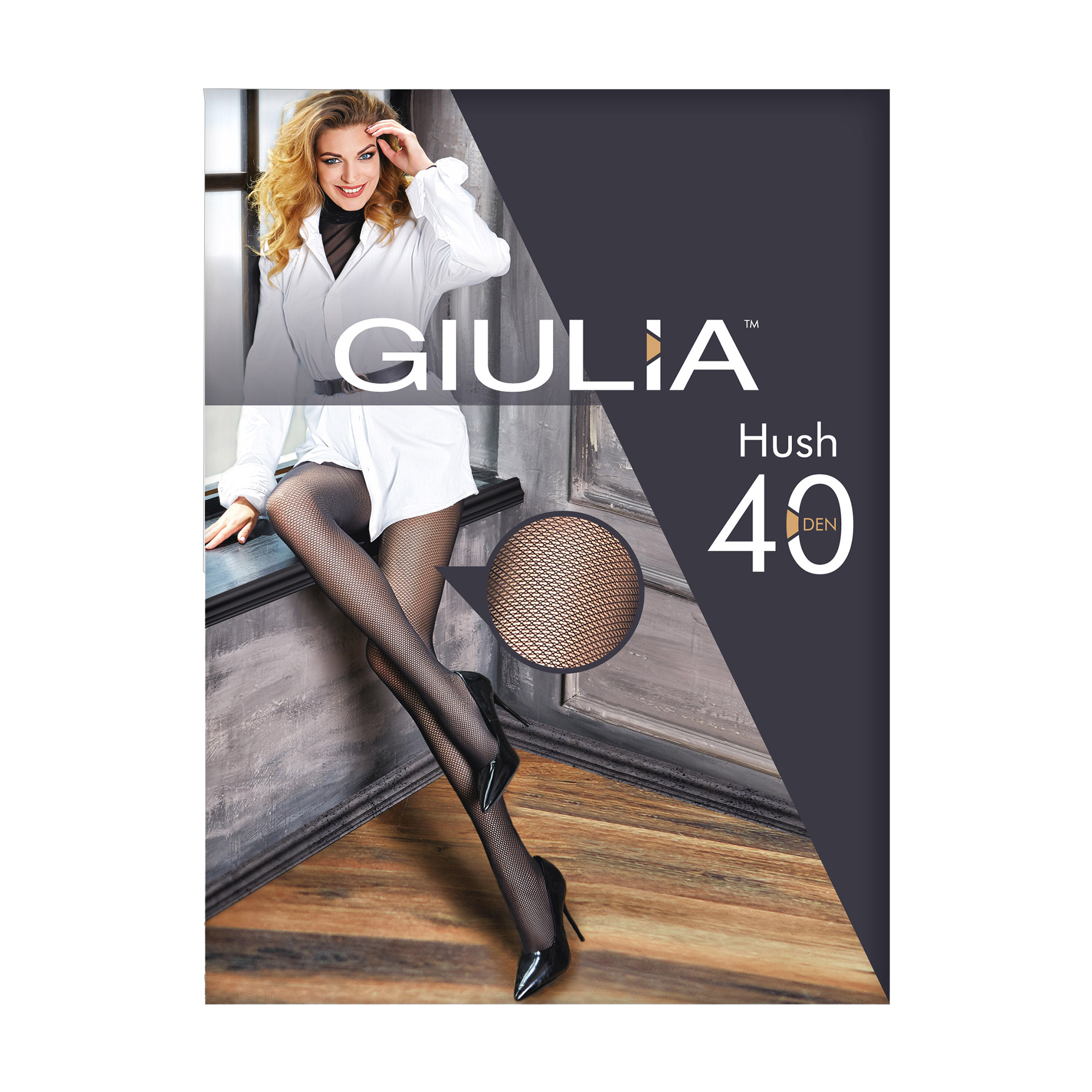

Фантазійні жіночі колготки з поліаміду в сіточку Giulia Hush 40 DEN (1), Nero, розмір 2