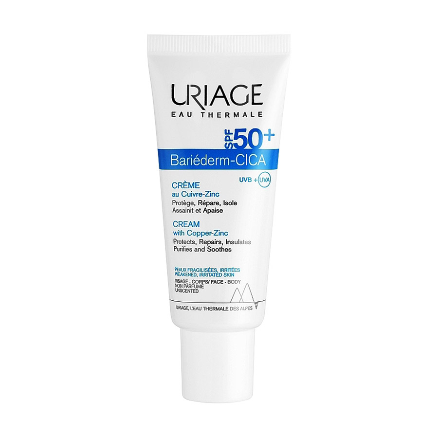

Відновлювальний крем Uriage Bariederm Cica-Cream Copper-Zinc SPF 50 для ослабленої та подразненої шкіри, 40 мл