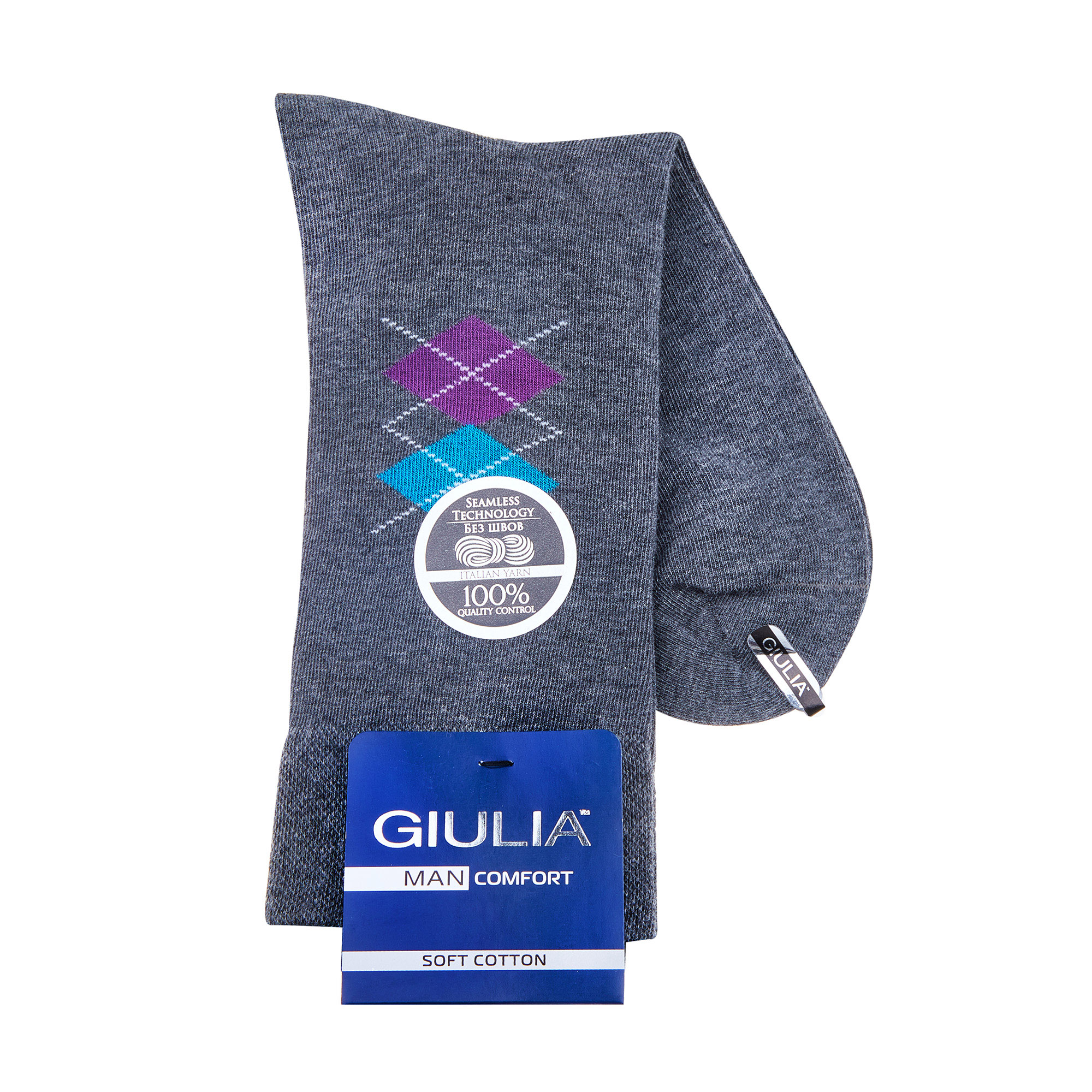 

Шкарпетки чоловічі Giulia Man Comfort Melange 01, Dark Grey Melange, розмір 43-44