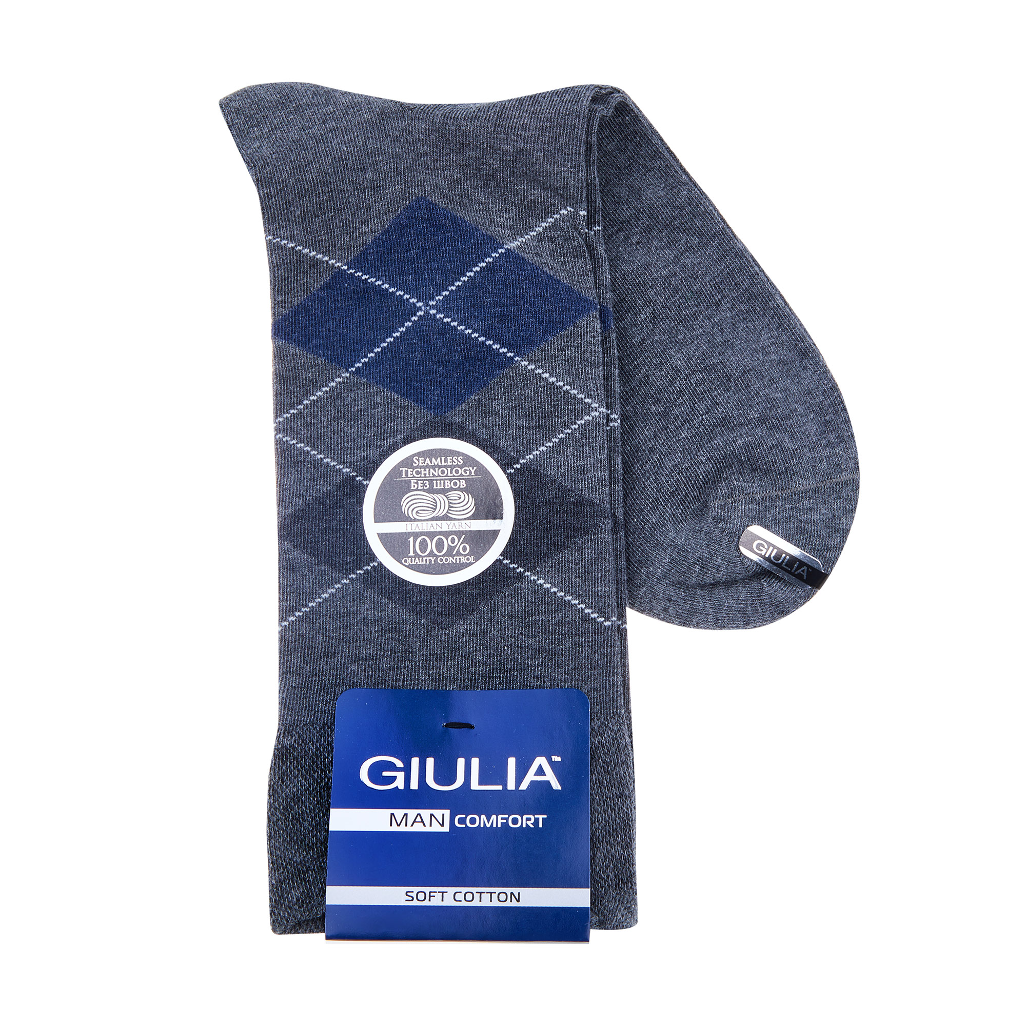 

Шкарпетки чоловічі Giulia Man Comfort Melange 02, Dark Grey Melange, розмір 45-46