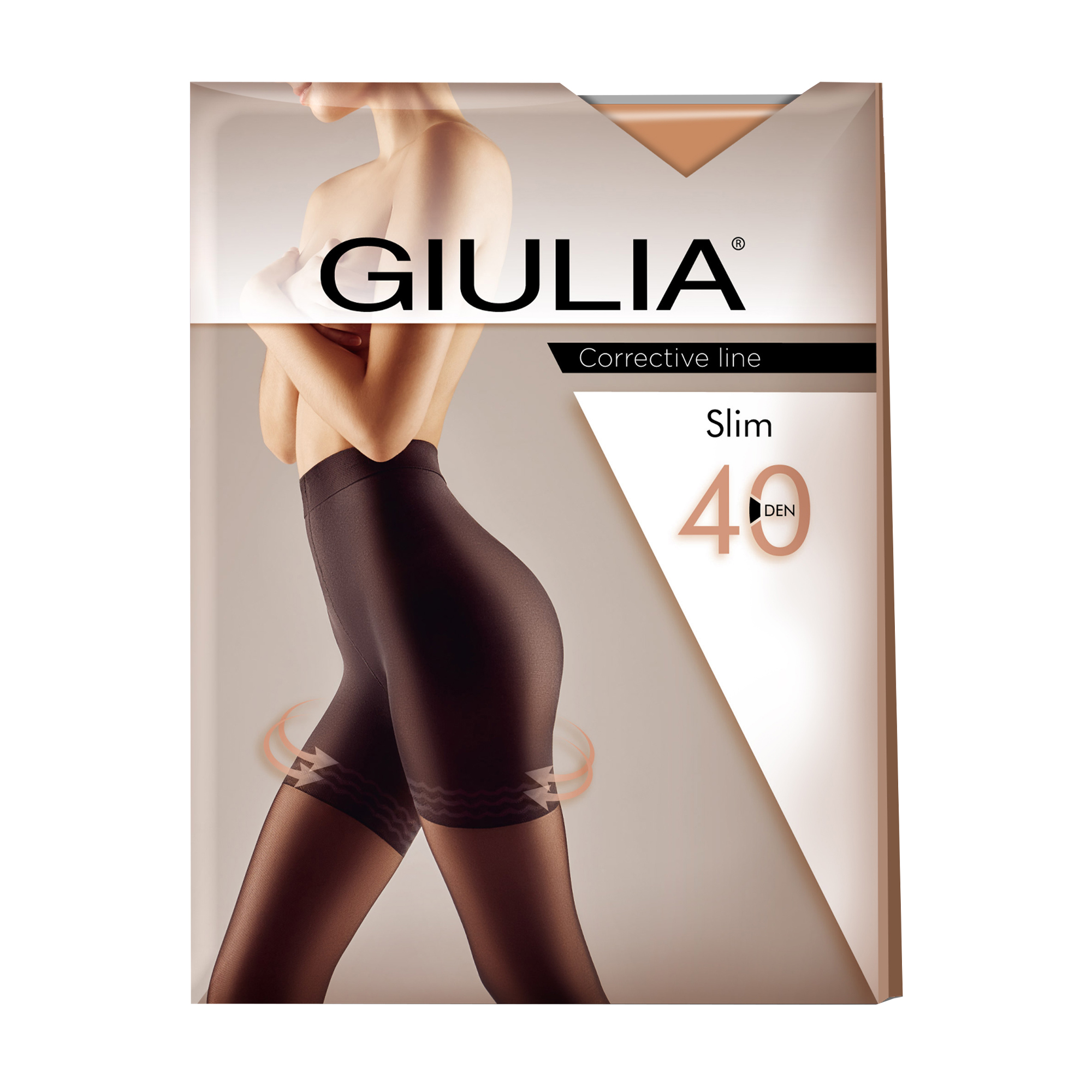 Колготки жіночі Giulia Slim класичні, з підтягувальними шортиками, 40 DEN, Caramel, розмір 3